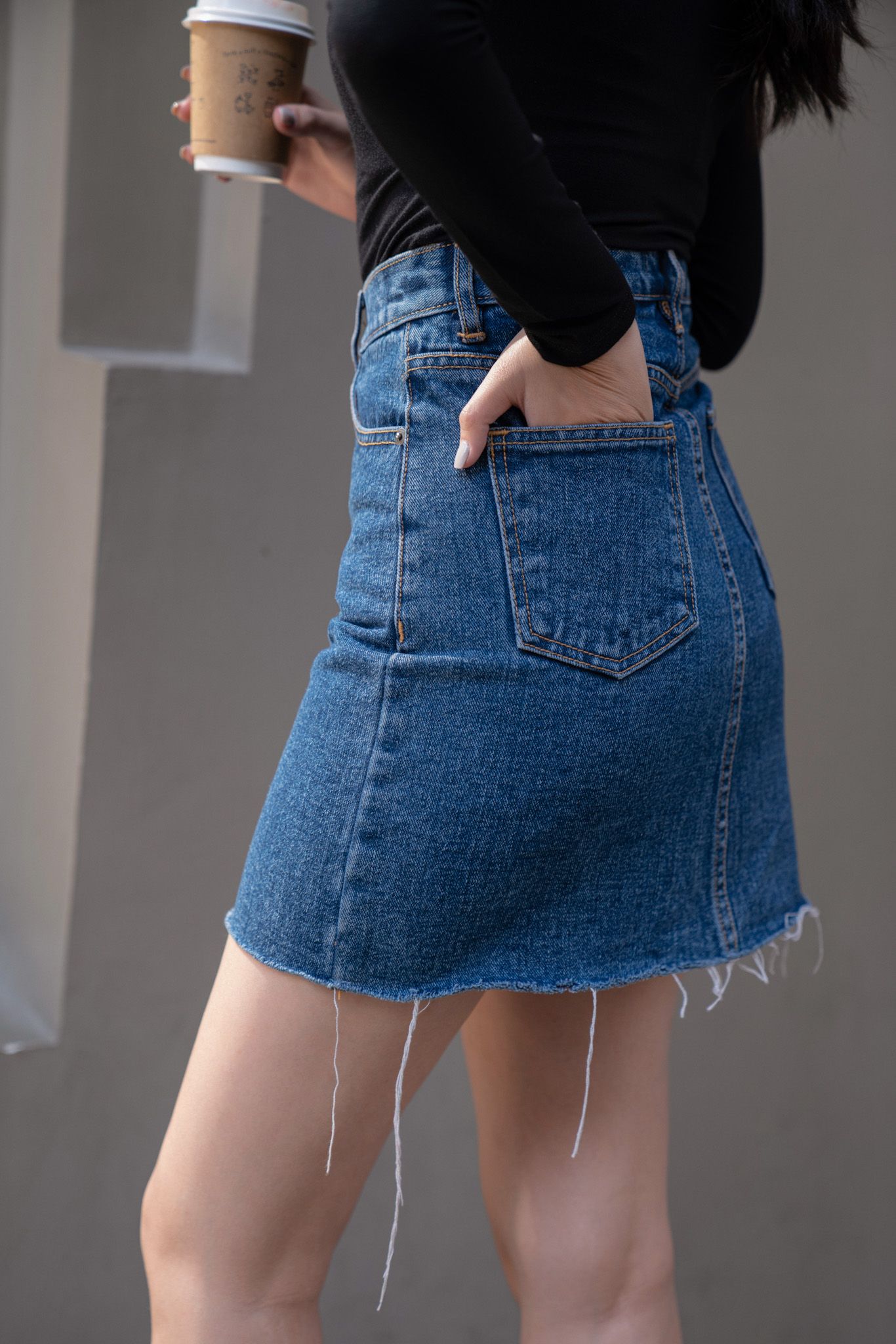 Navy Denim Mini Skirt