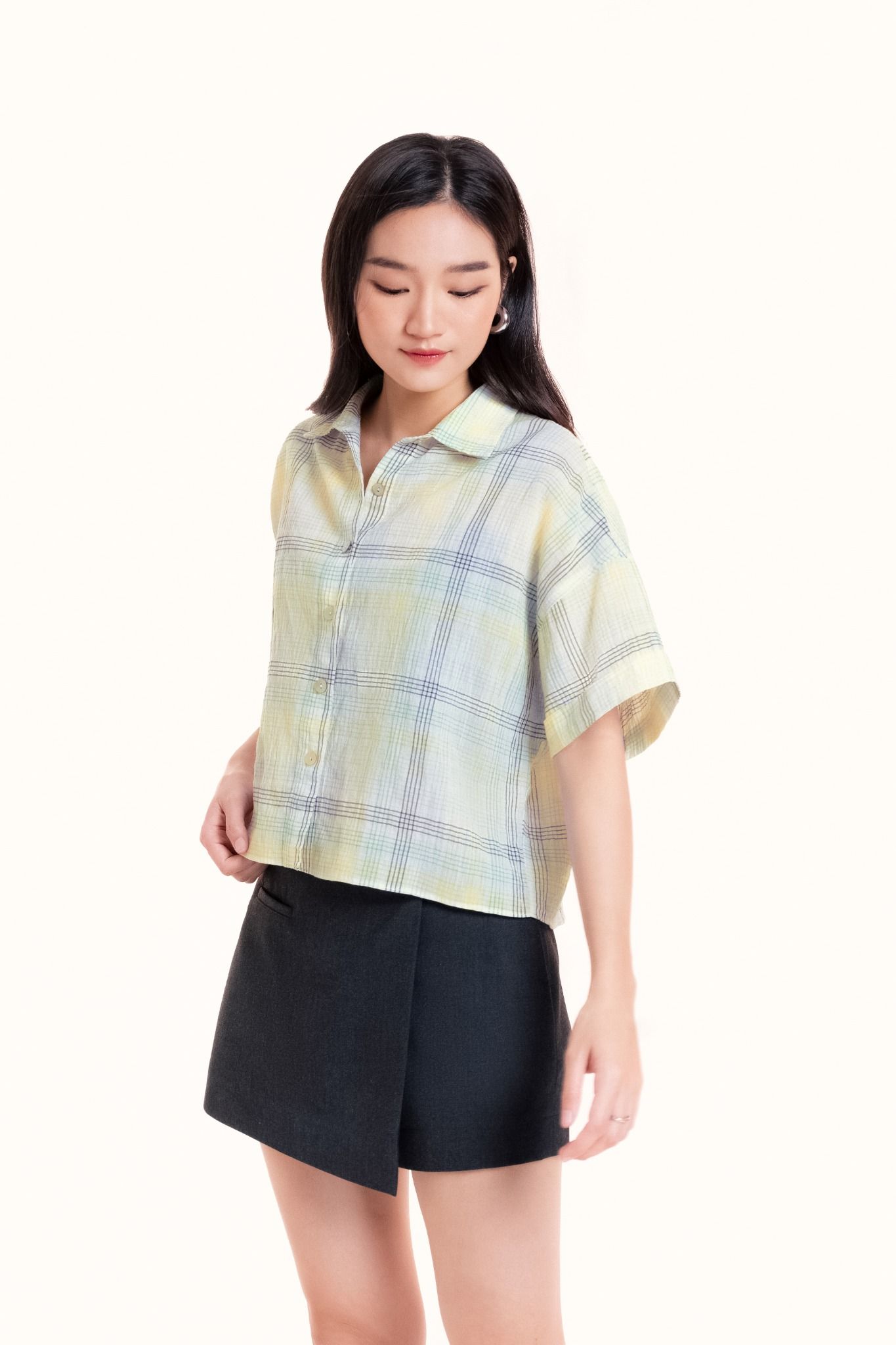  Checked Boxy Short Sleeve Shirt 