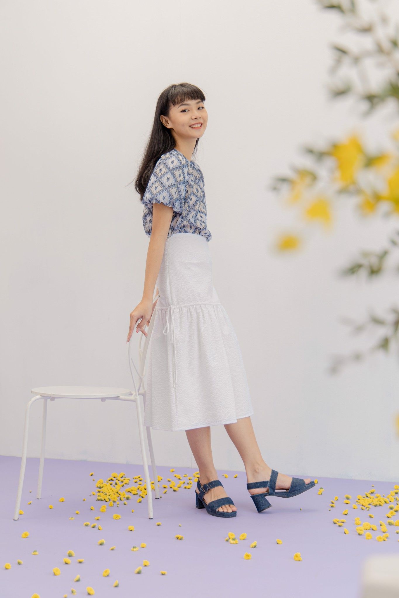 Blue Puff Sleeve Top