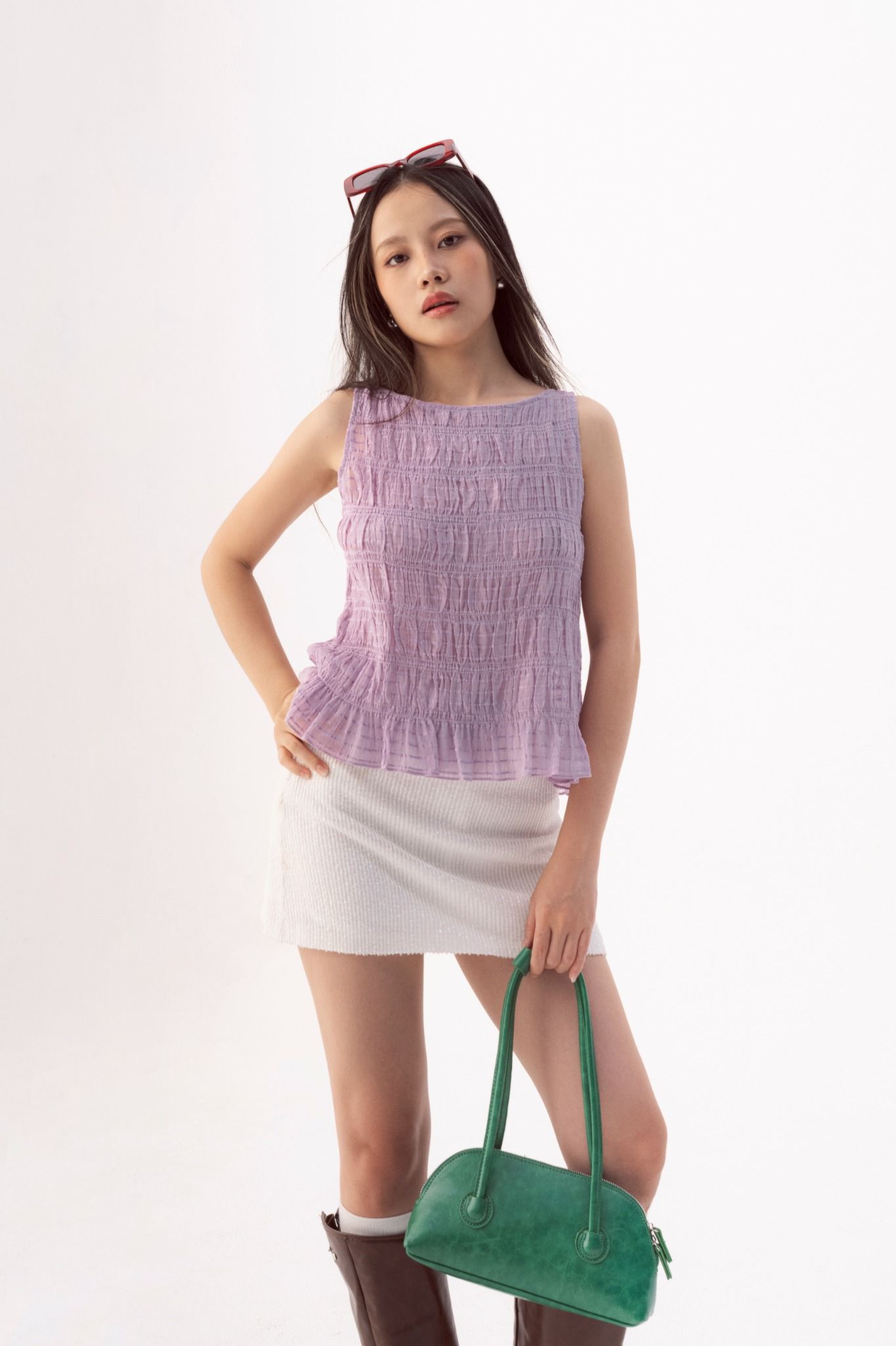  Purple Smock Sleeveless Top 