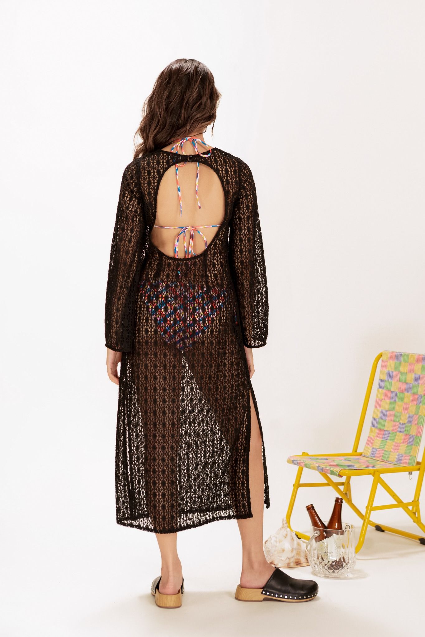  Black Crochet Beach Cover Up Maxi Dress 