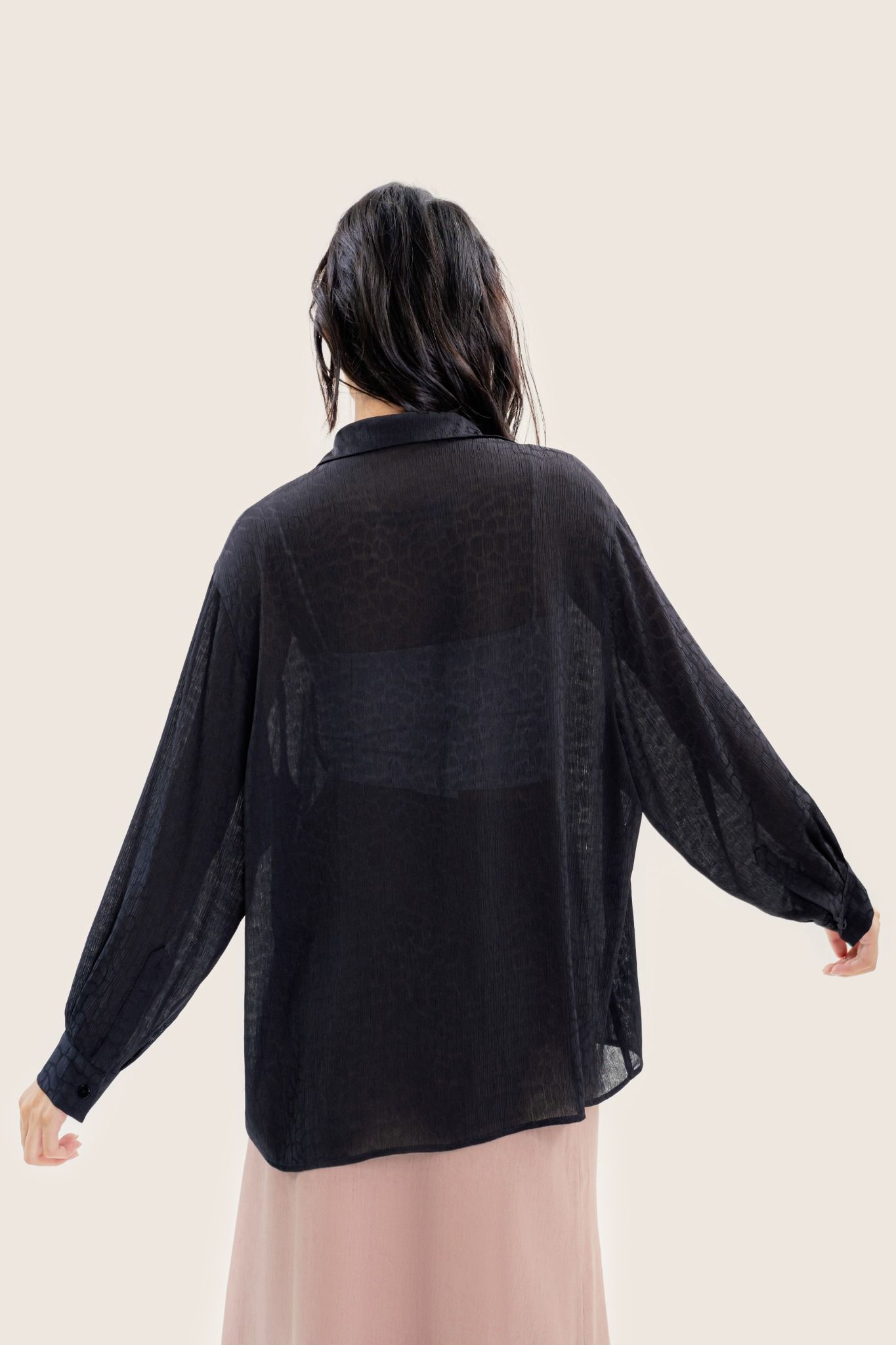  Black Pleated Oversized Shirt 