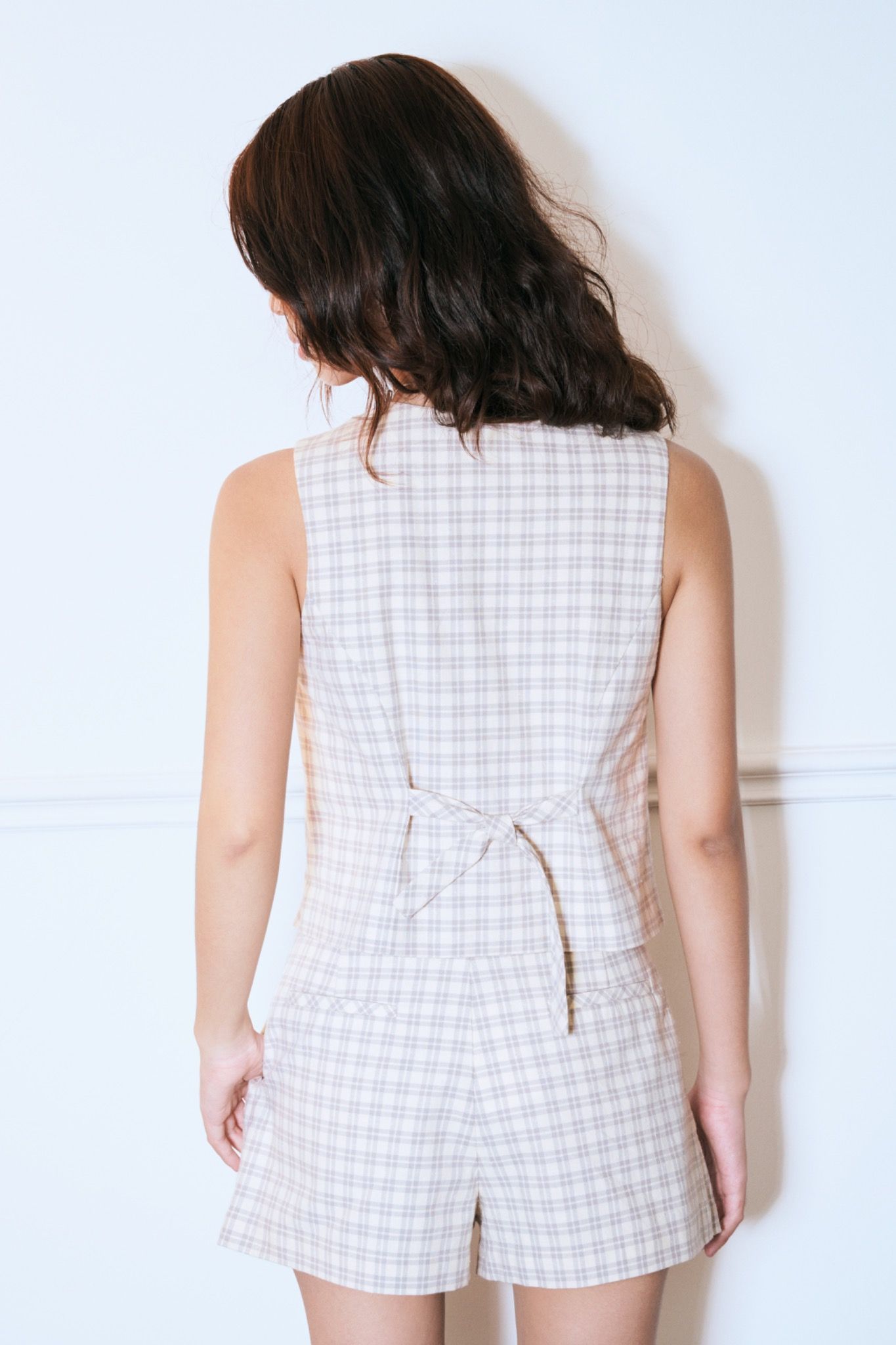 Checked Gilet Top