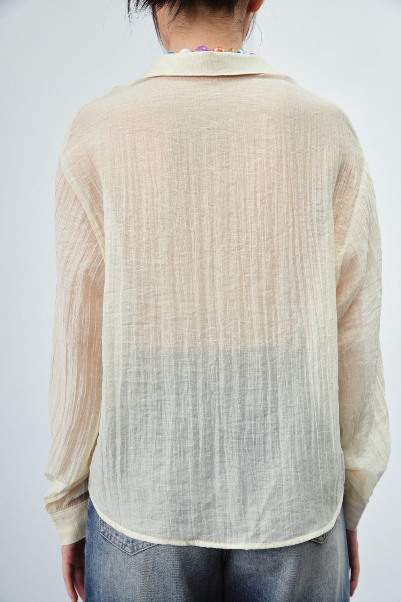 Ivory Sheer Oversized Shirt
