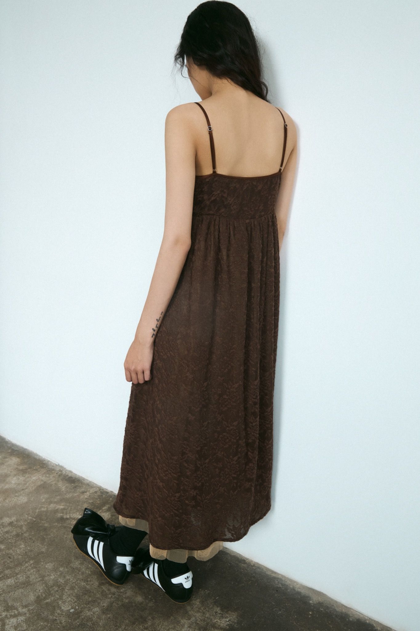 Brown Lace Midi Dress