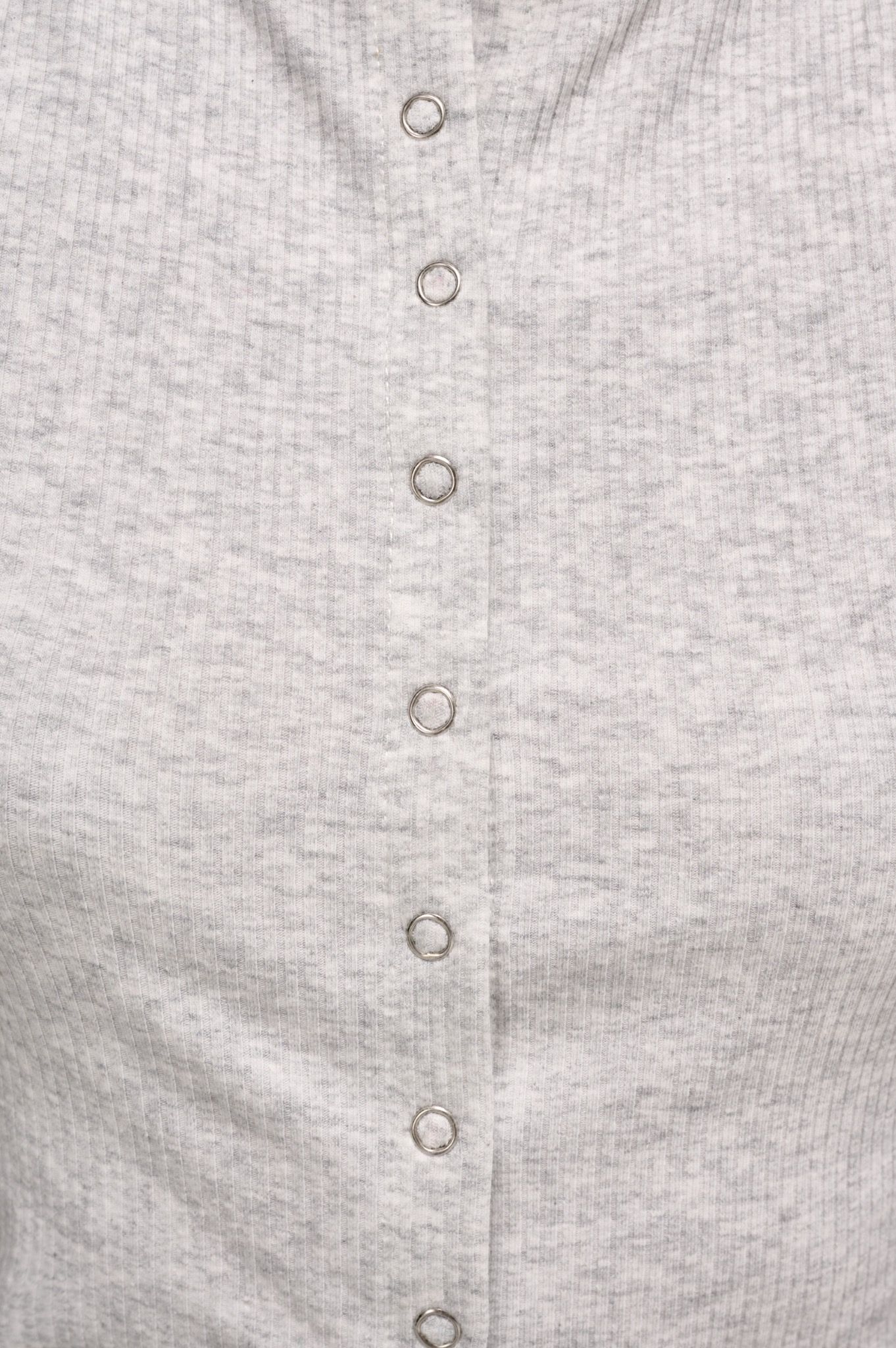 Rib Button Down Top - Grey
