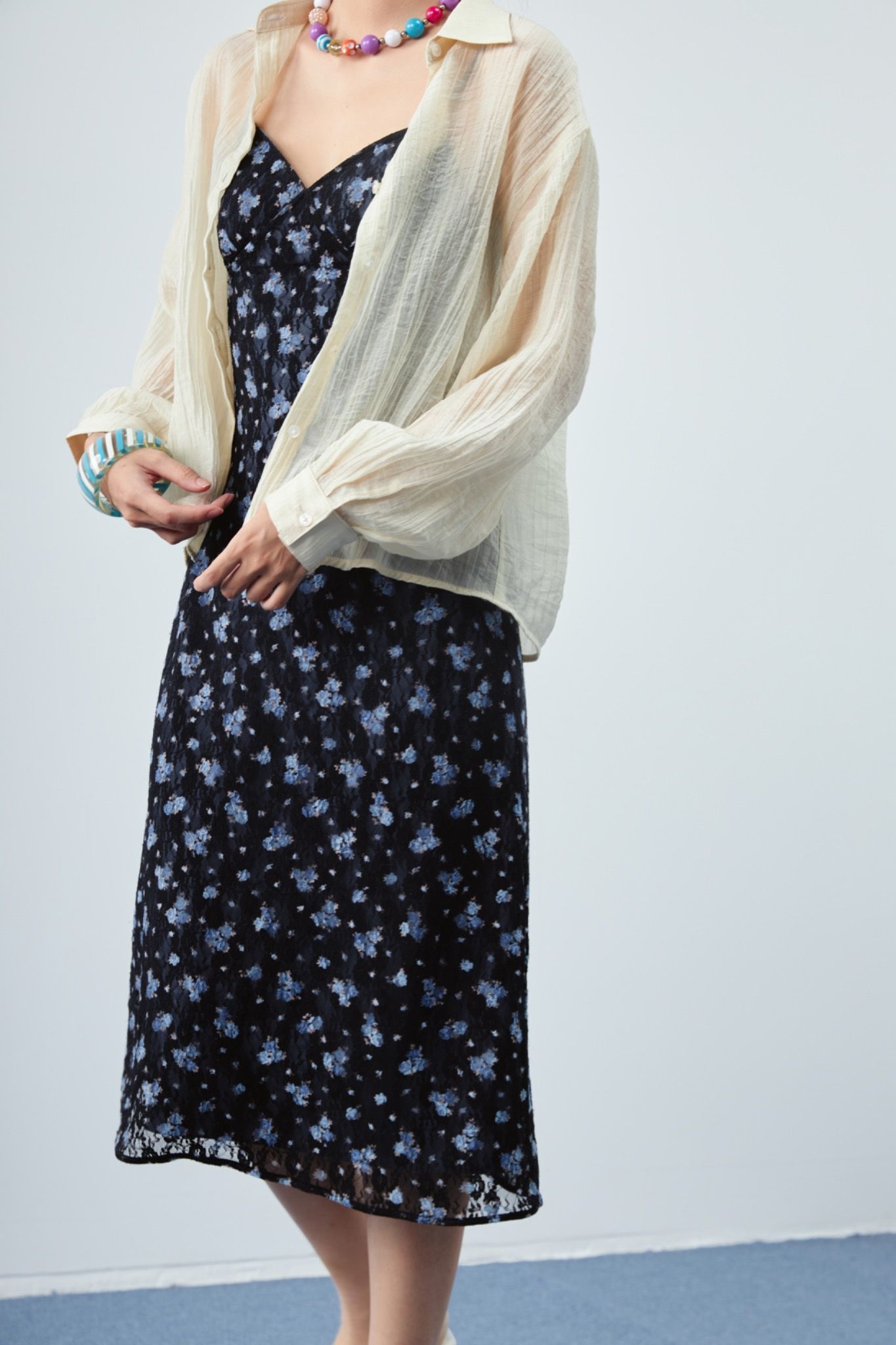 Ivory Sheer Oversized Shirt