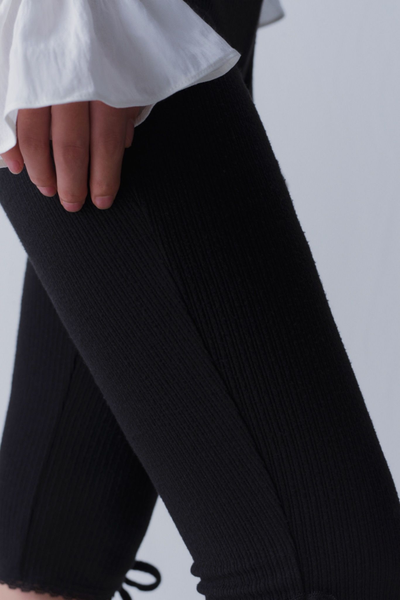 Black Ribbed Capri Pants
