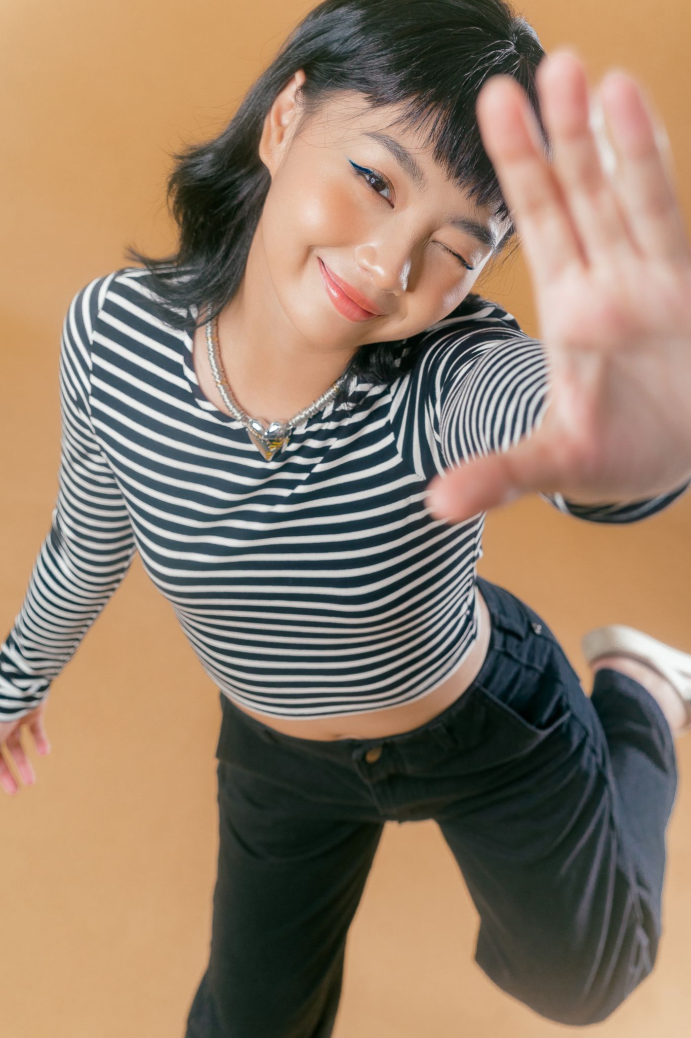  Striped Long Sleeve Crop Tee 