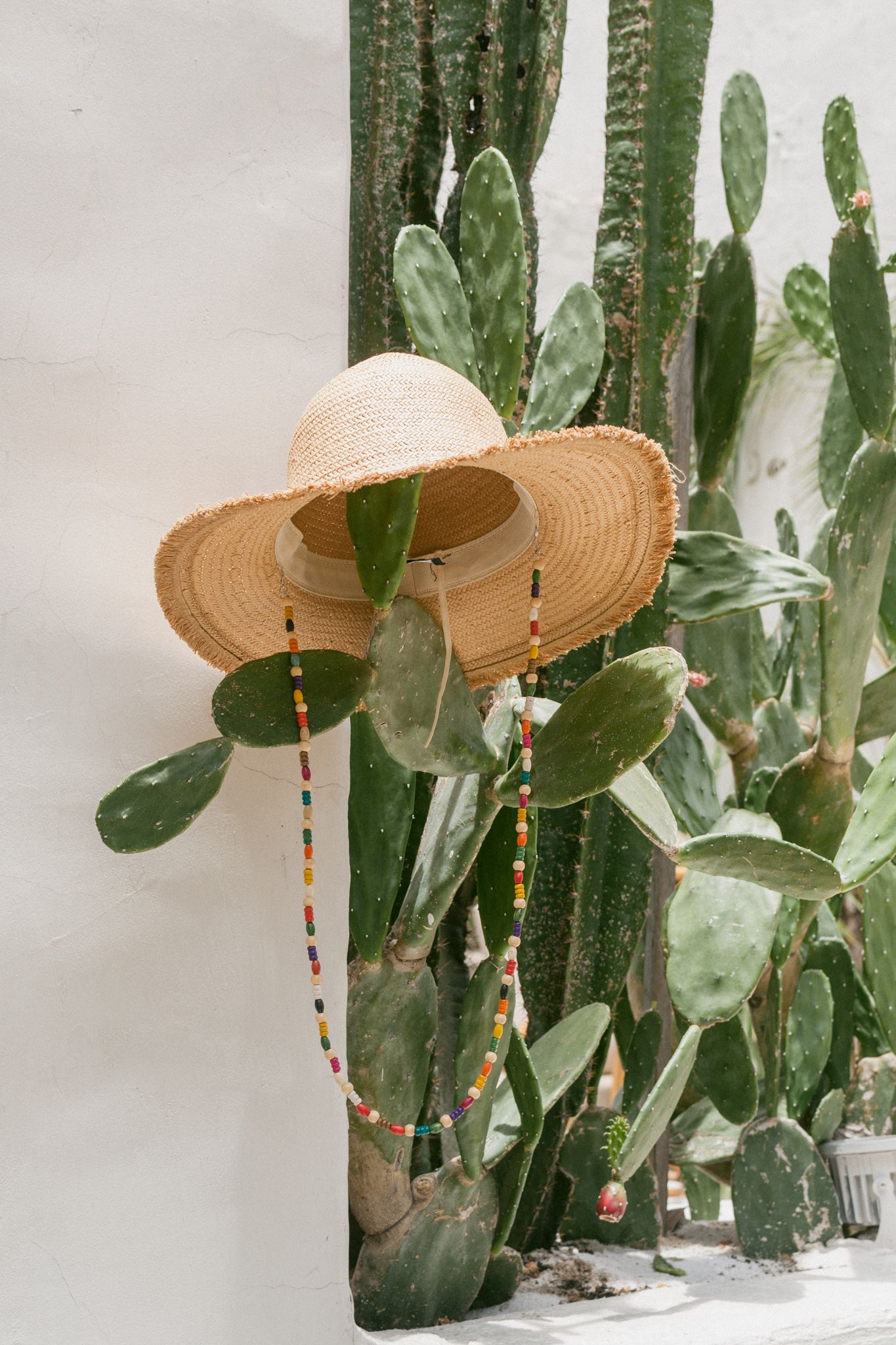 Straw Hat With Wooden String