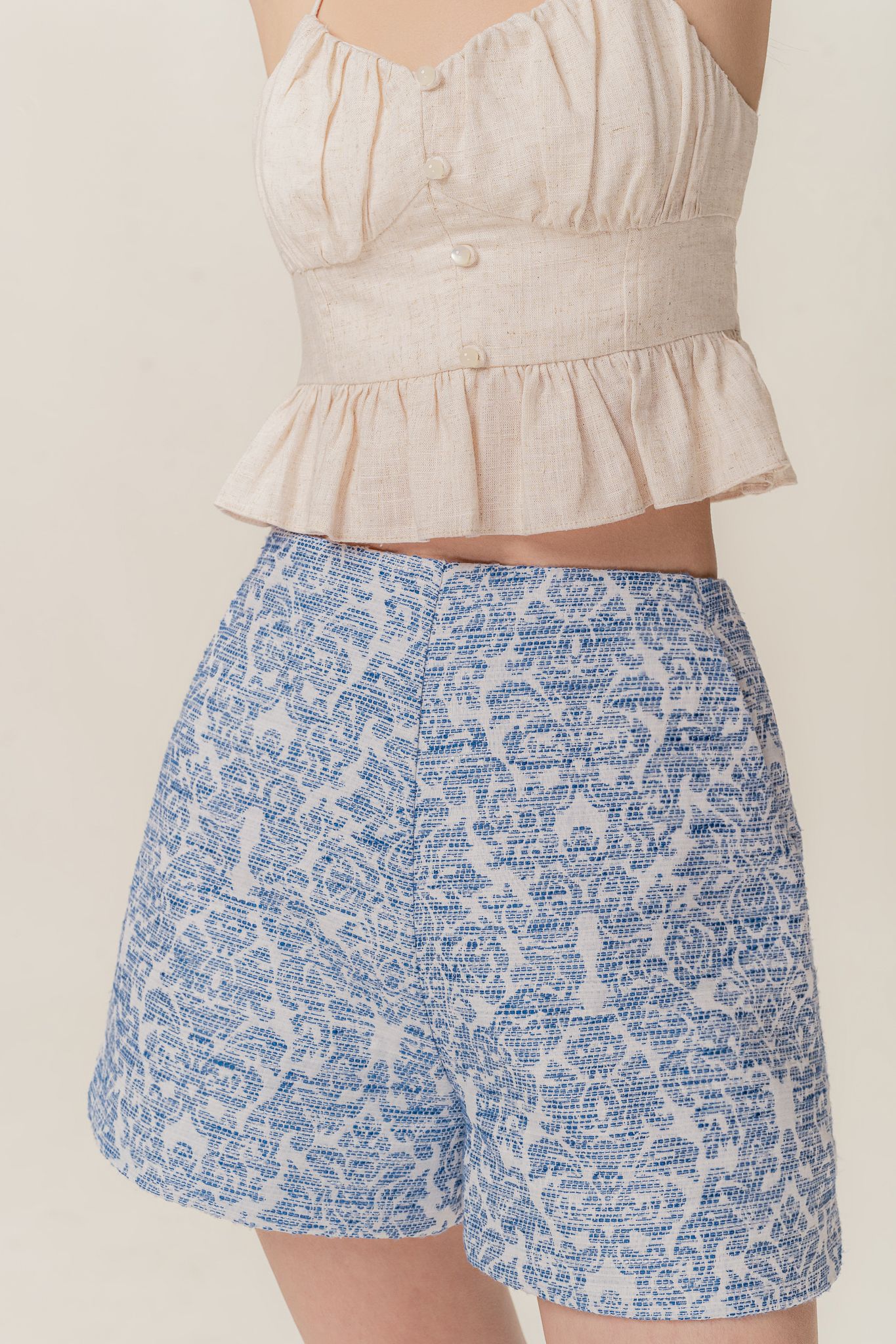 Light Blue Textured Shorts