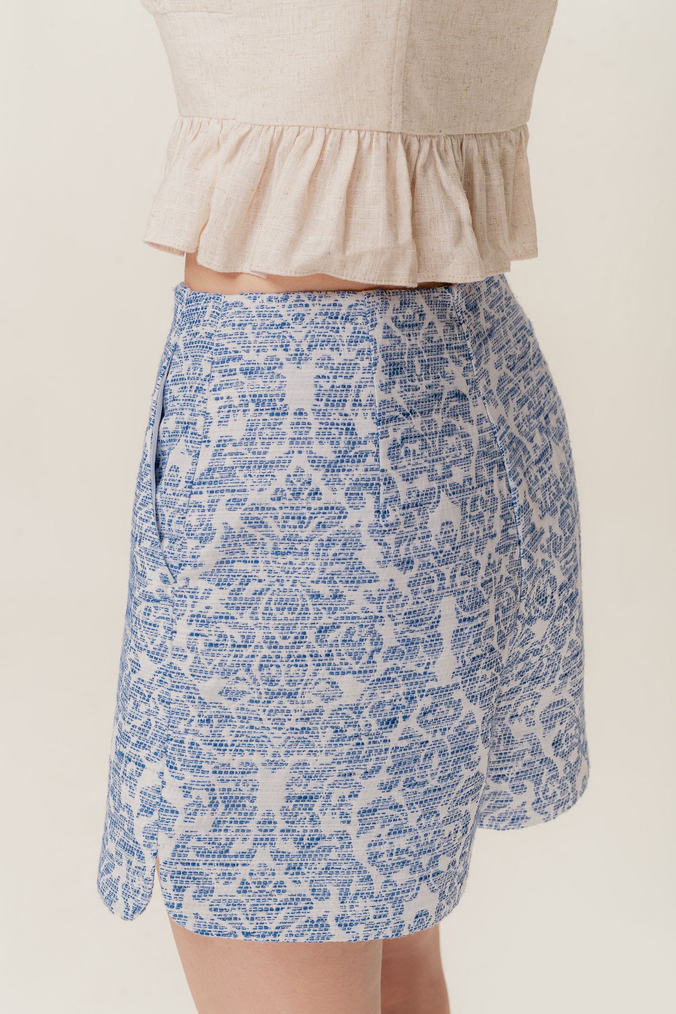 Light Blue Textured Shorts