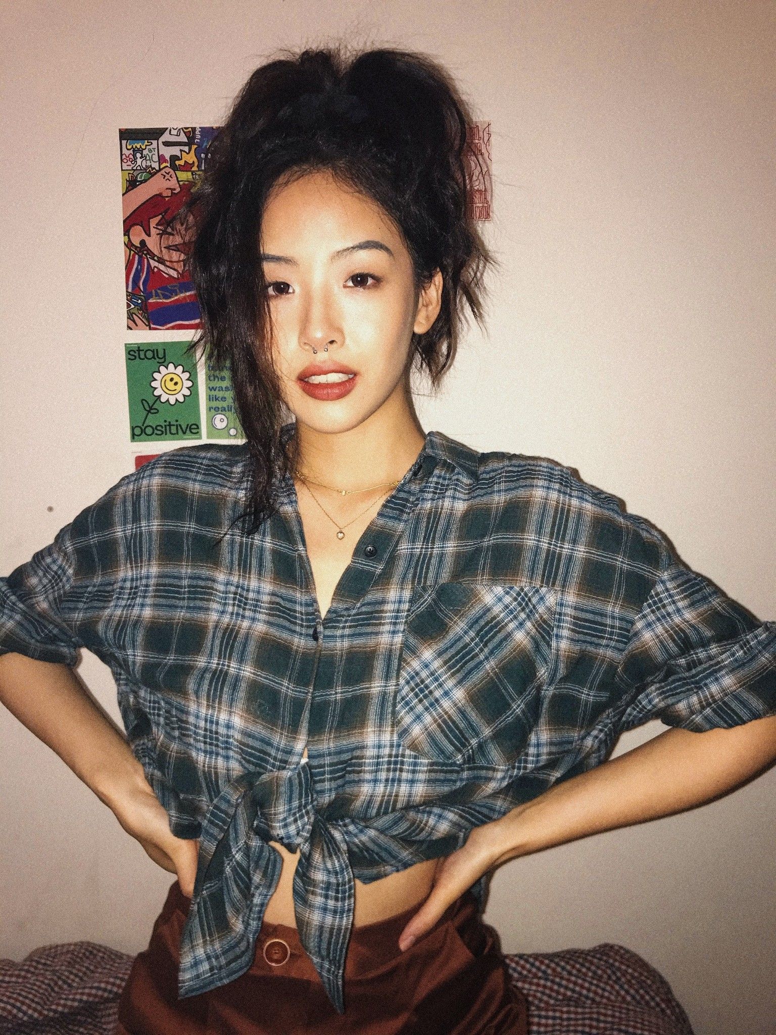 Green Plaid Oversized Shirt