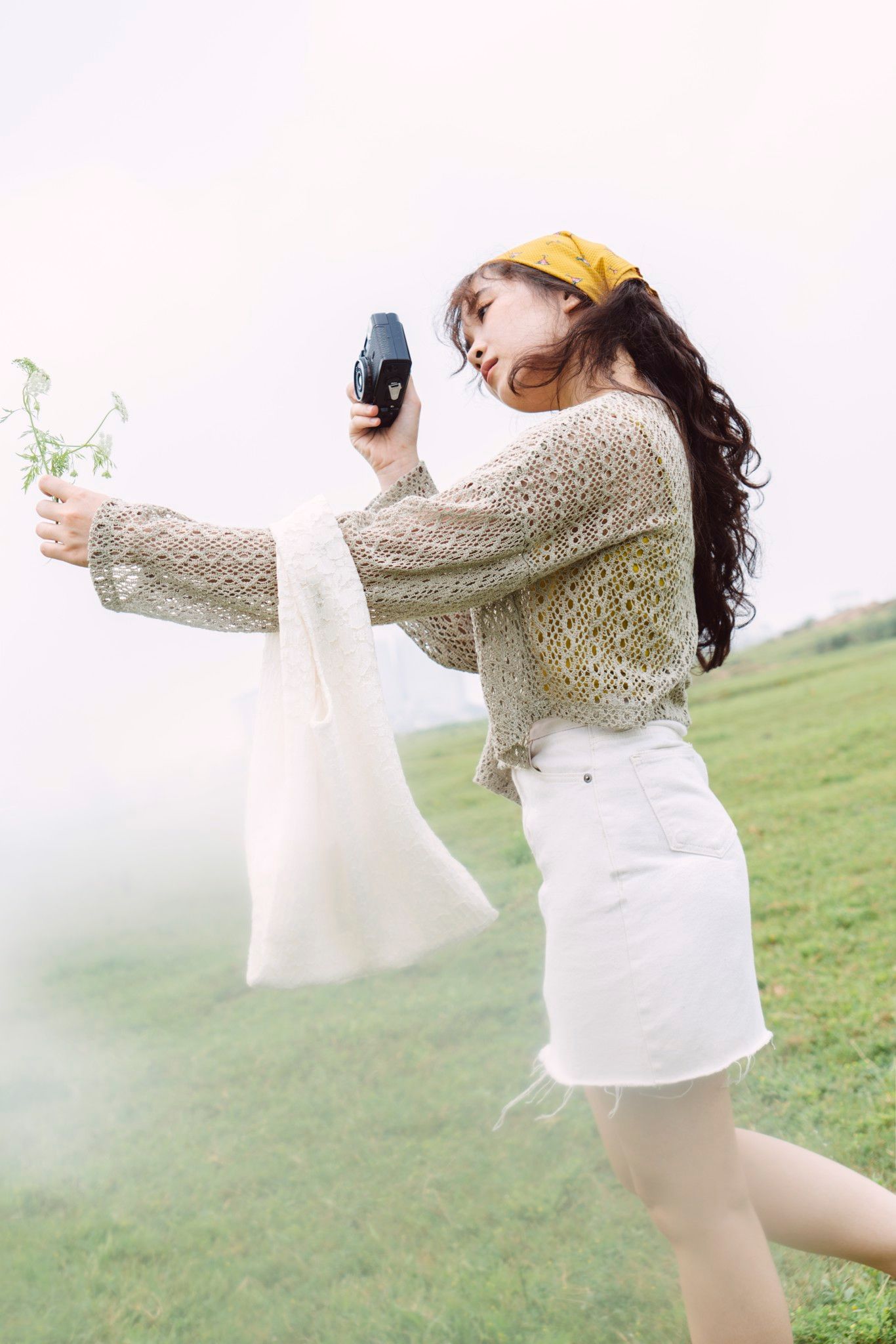 White Denim Mini Skirt