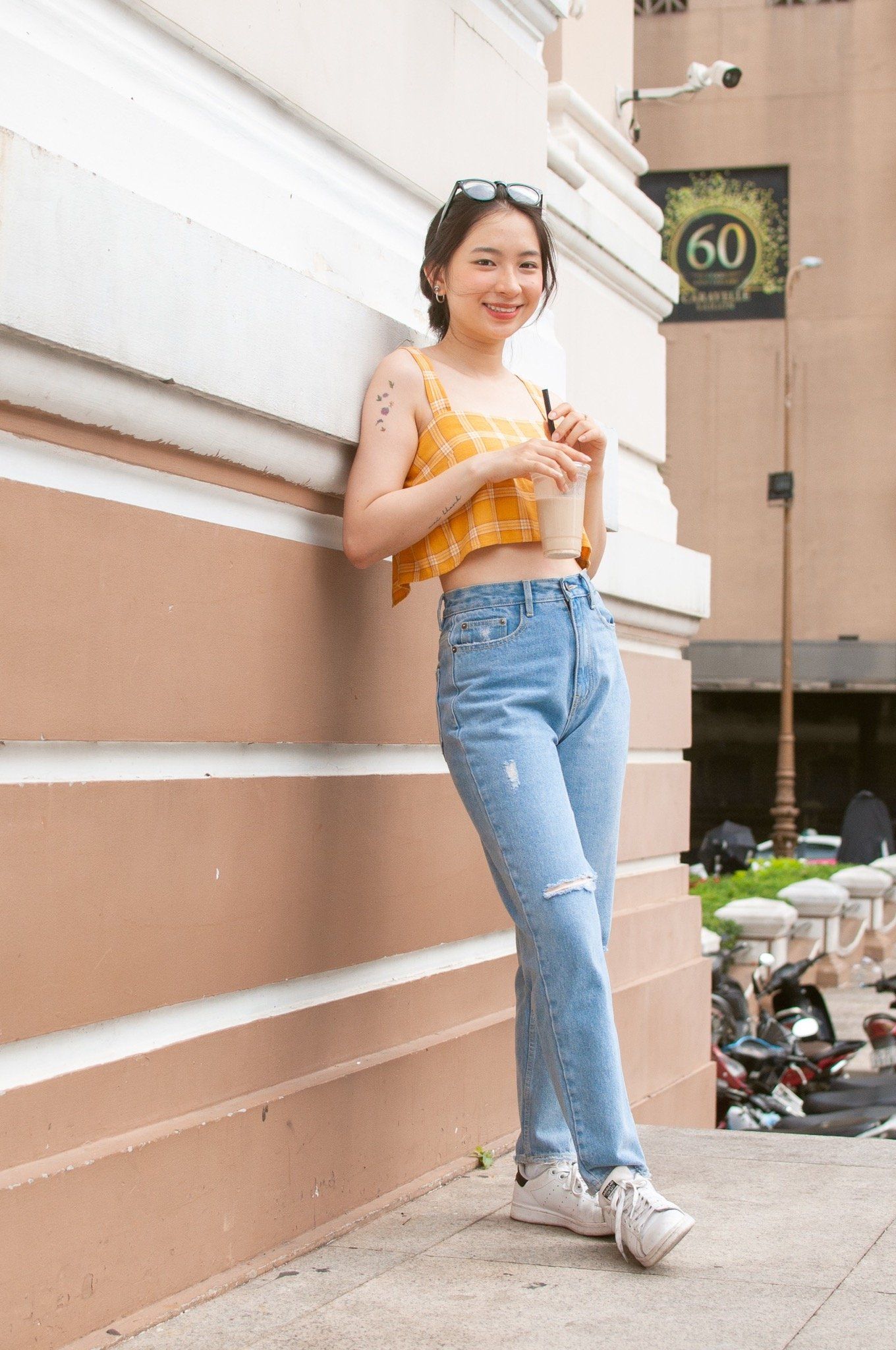 Checked Camisole With Button