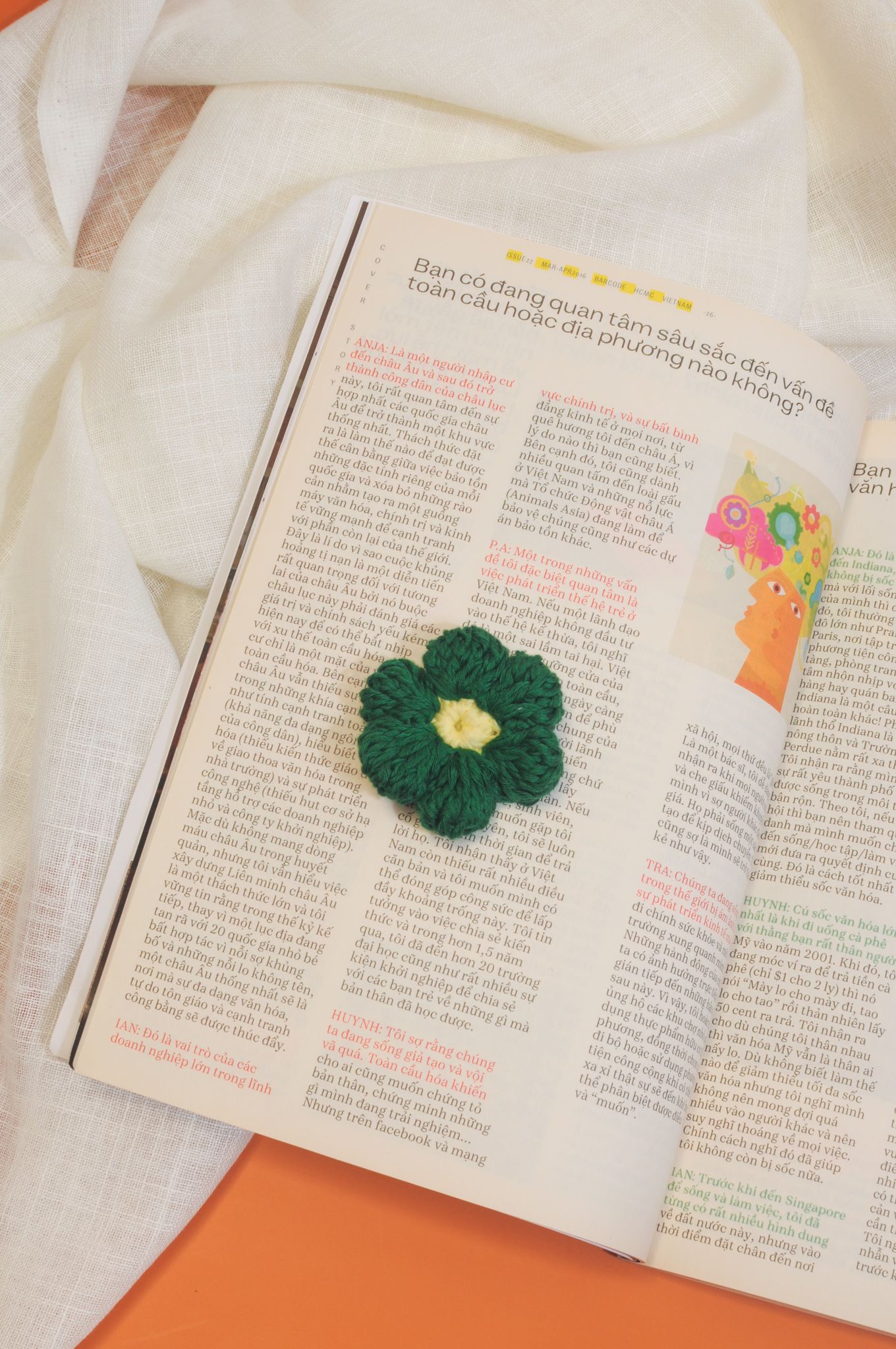 Crochet Flower Pin - Green
