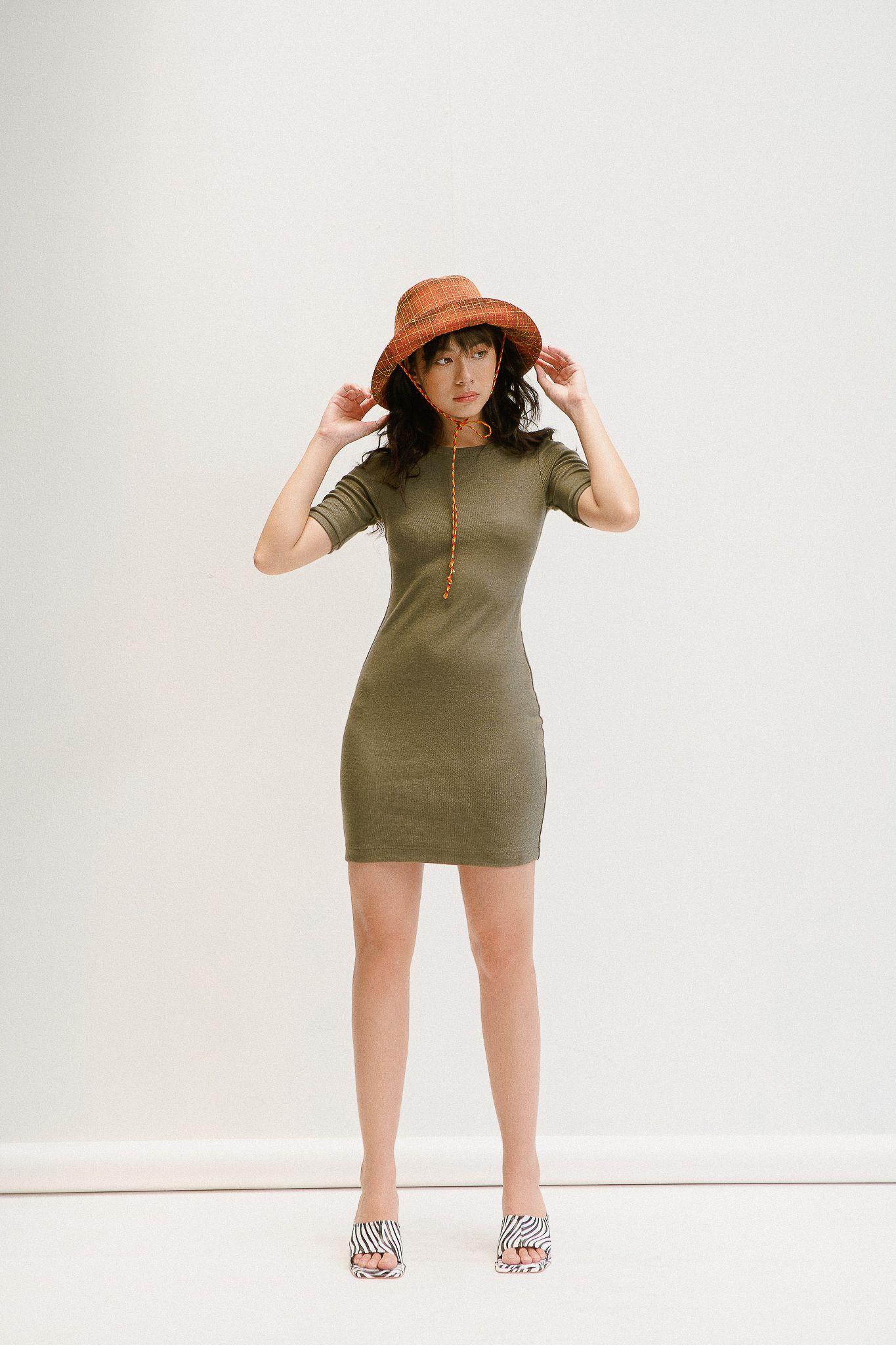 Dark Green Ribbed Mini Dress