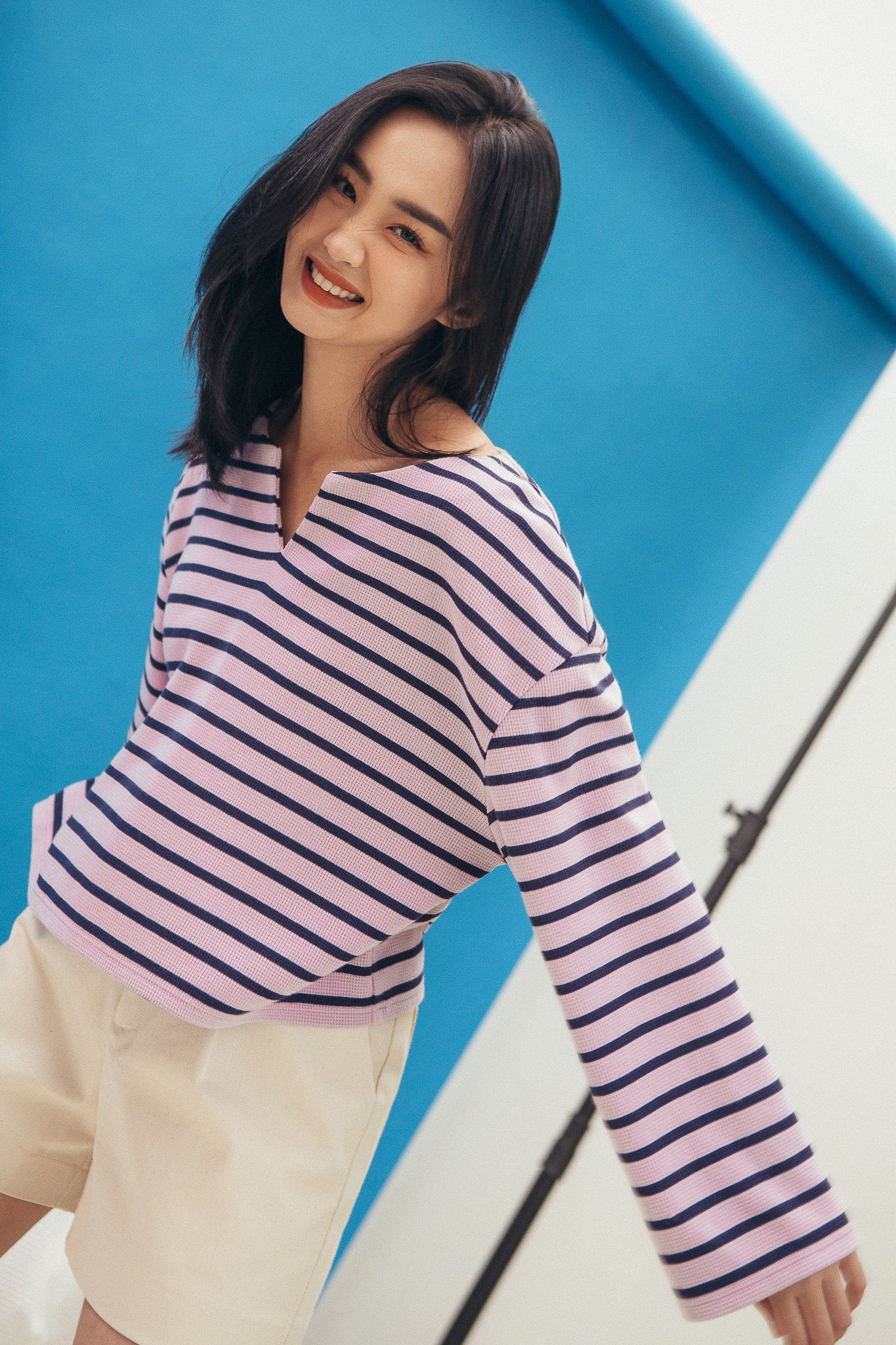 Striped Long Sleeve Top - Purple