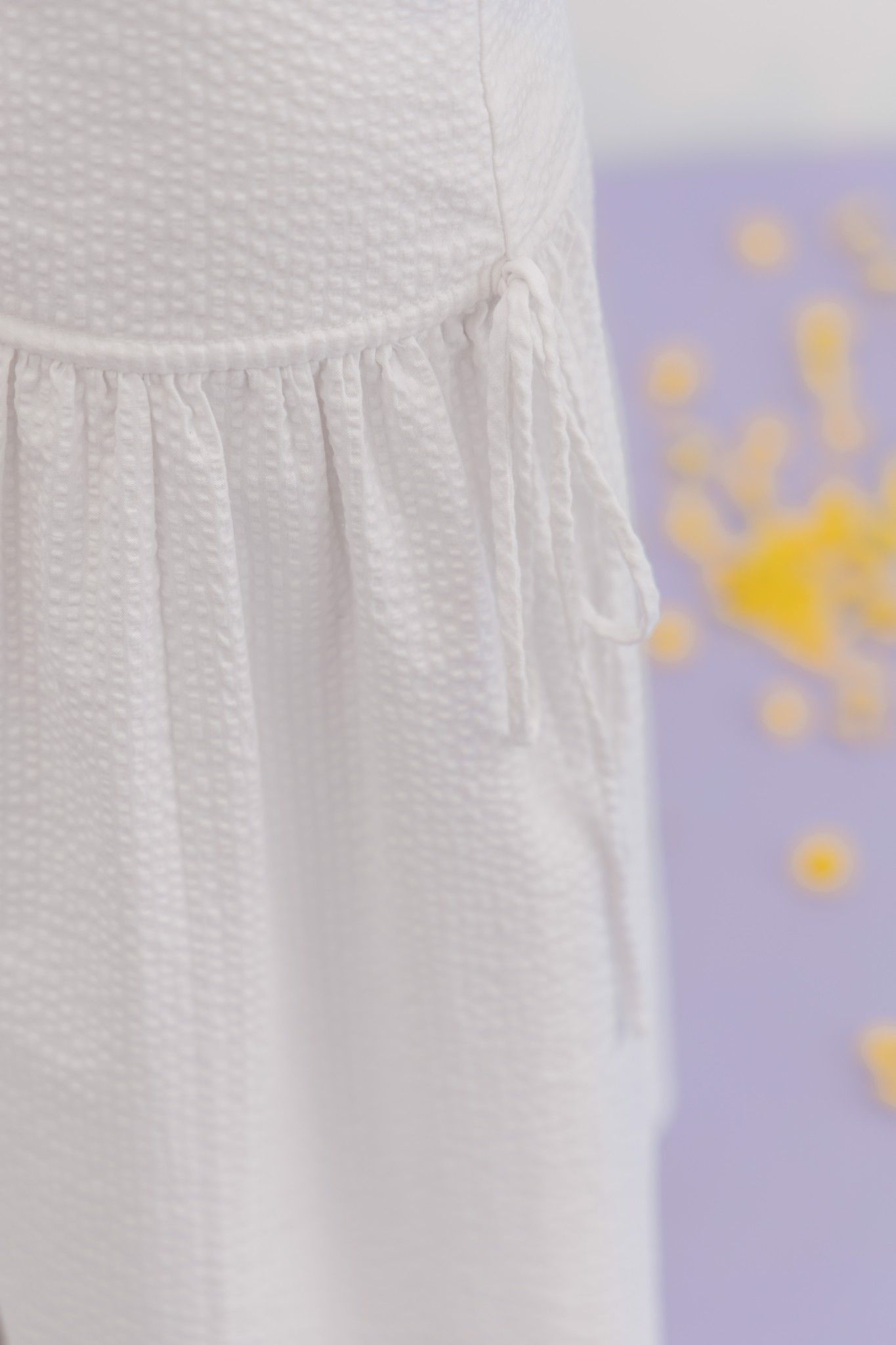 White Seersucker Midi Skirt