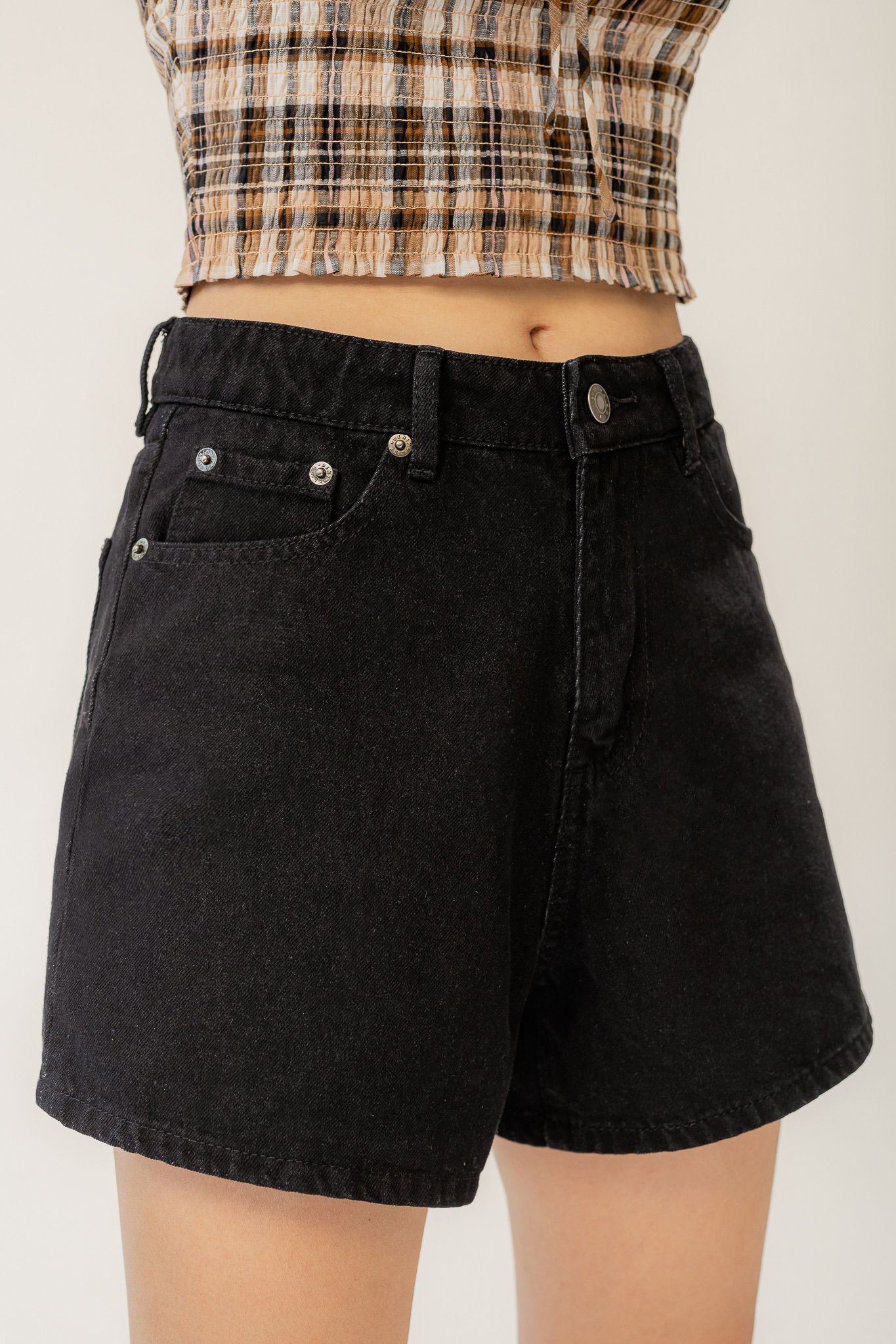  Jet Black Basic Denim Shorts 