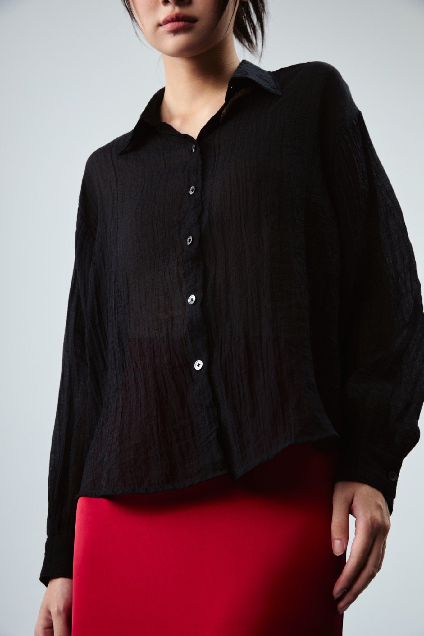 Black Sheer Oversized Shirt