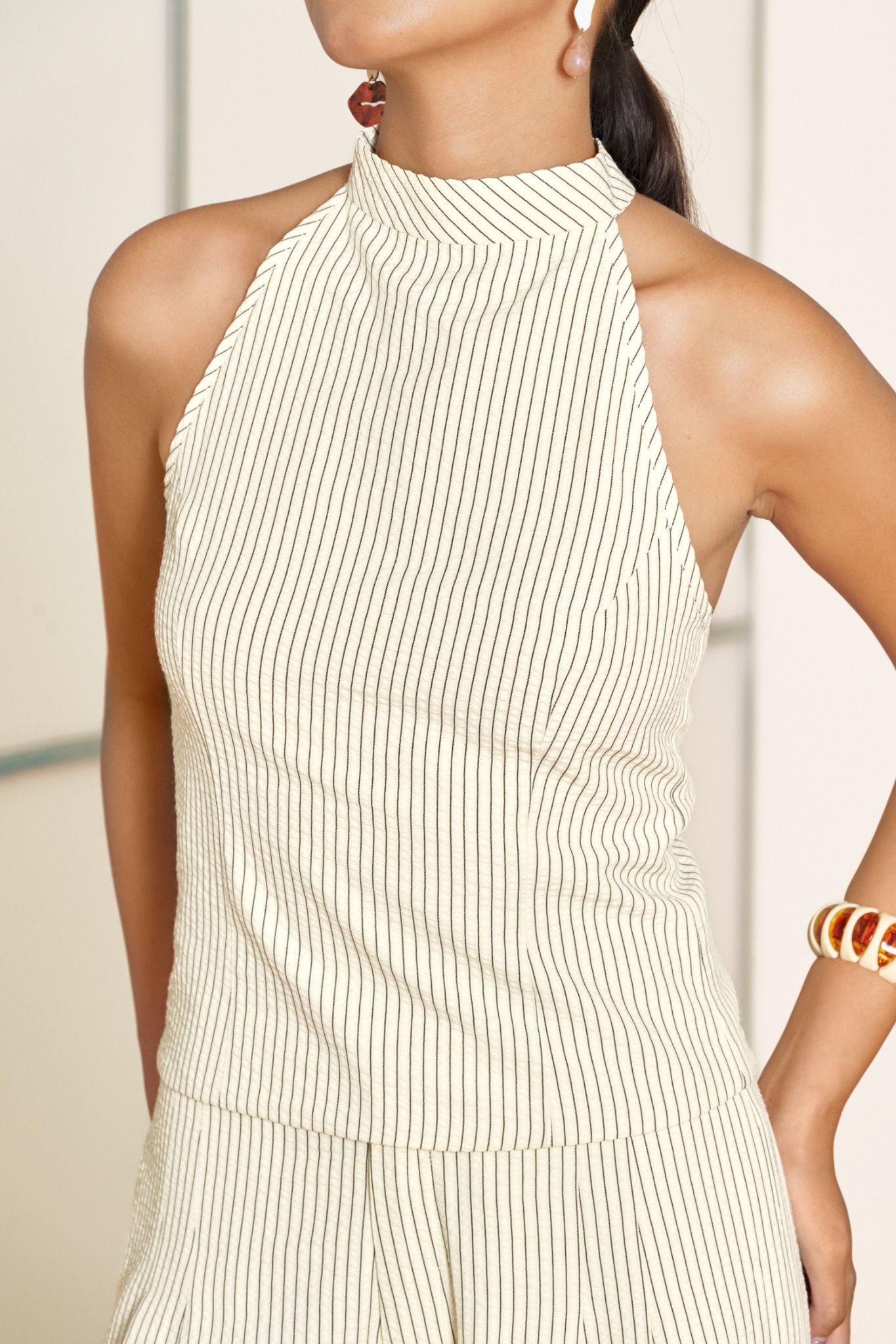 Striped Halter Neck Top