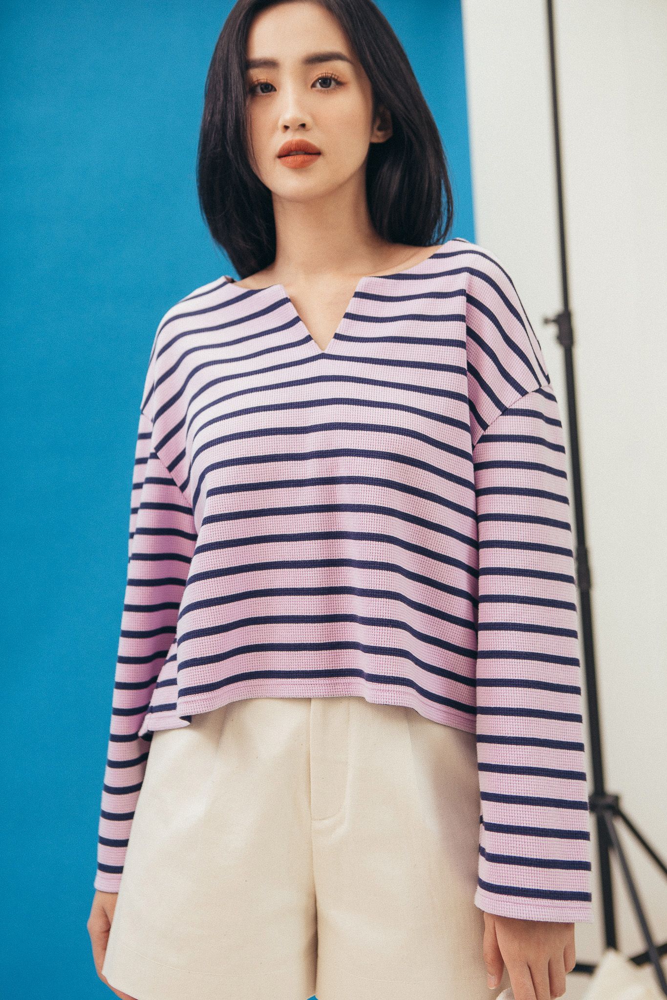 Striped Long Sleeve Top - Purple