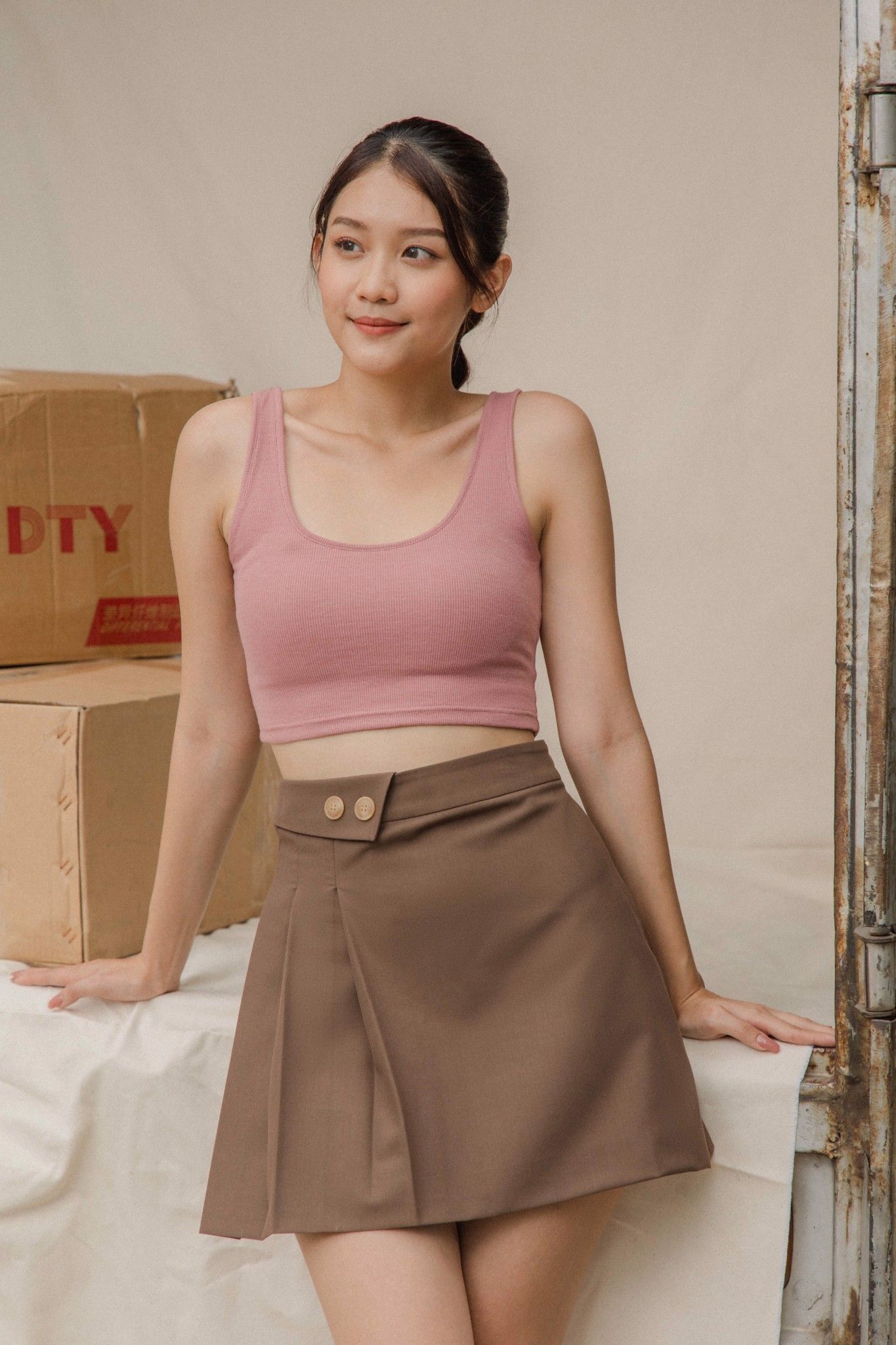 Cropped Tank Top - Pink