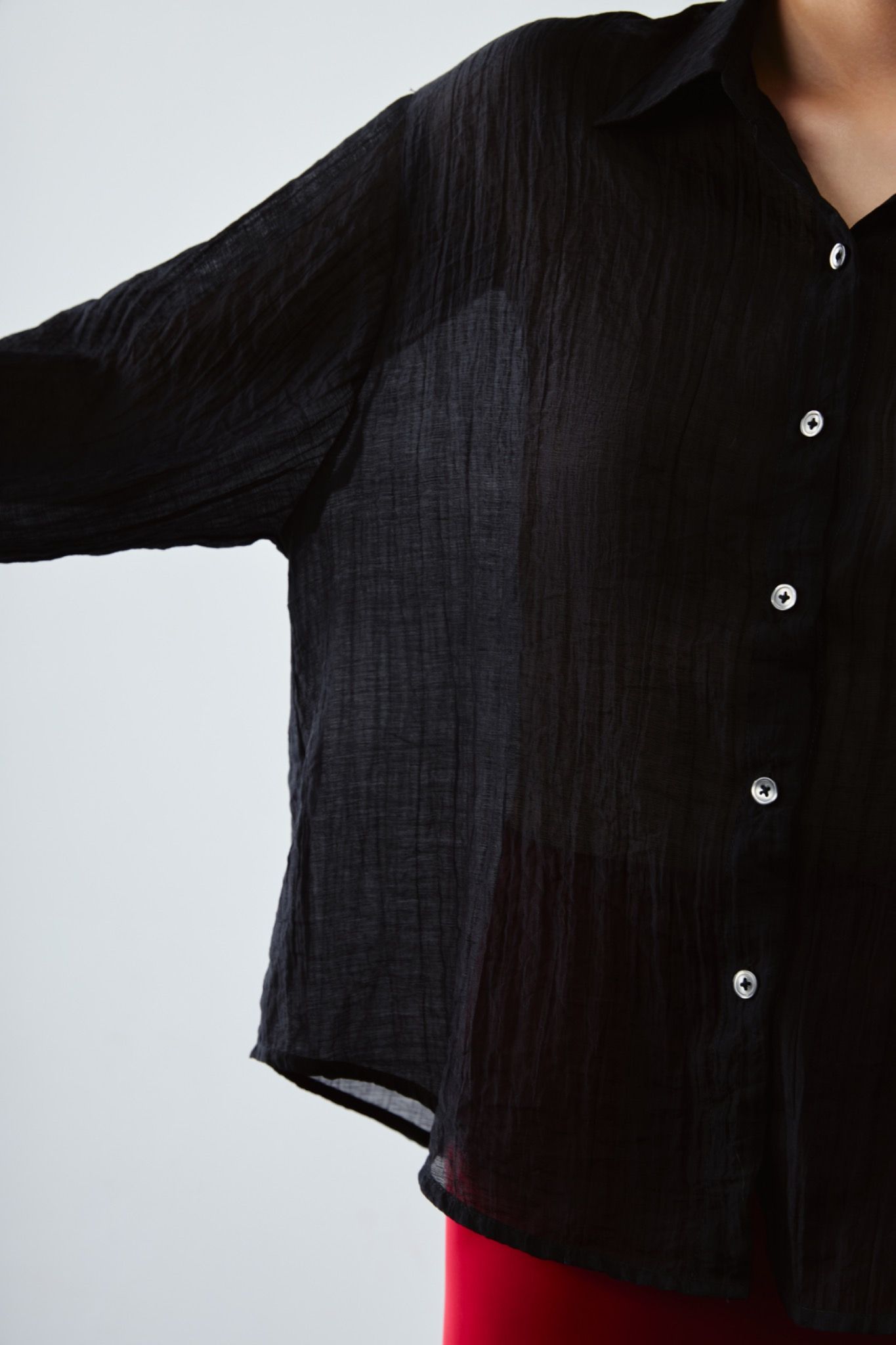 Black Sheer Oversized Shirt