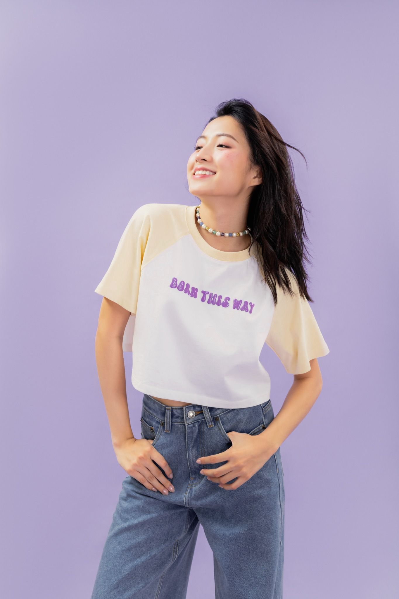  Born This Way Raglan Cropped Tee 