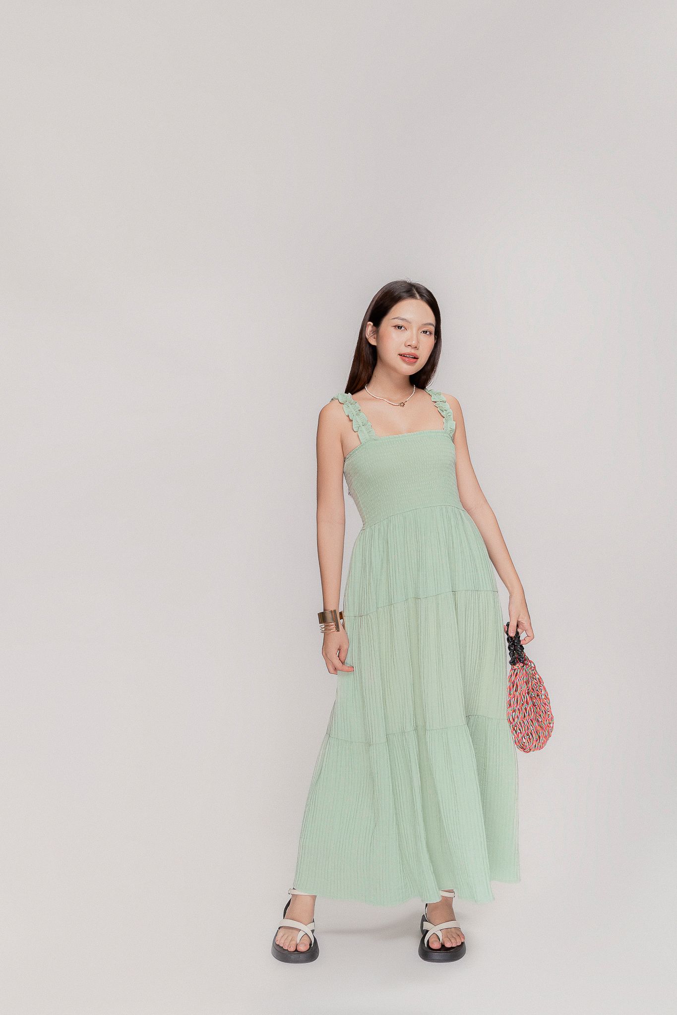  Mint Sleeveless Tiered Maxi Dress 