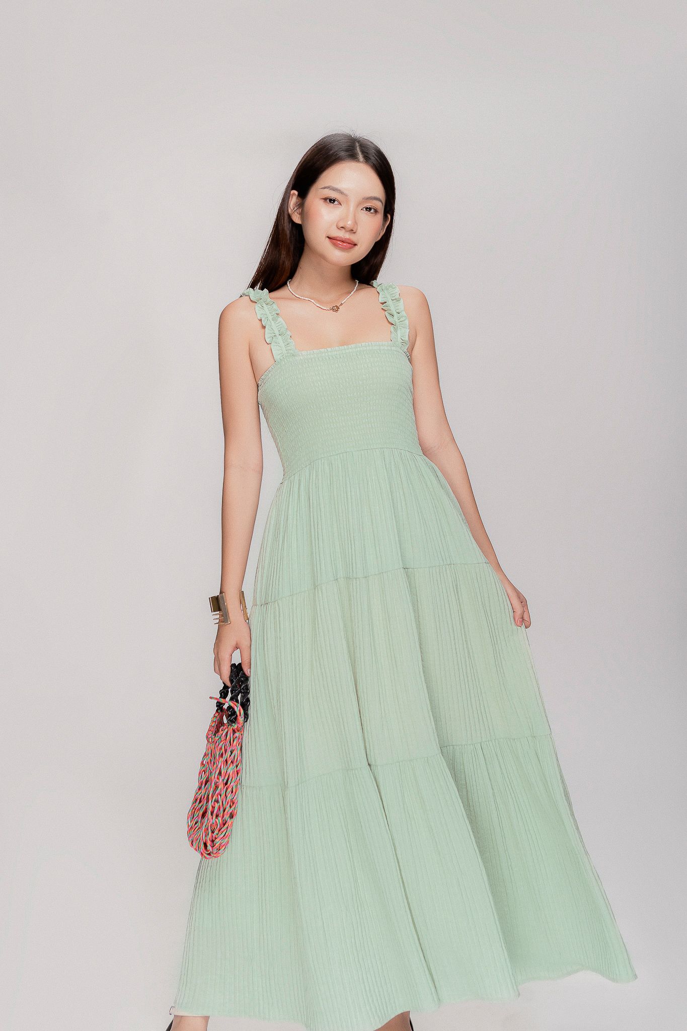  Mint Sleeveless Tiered Maxi Dress 