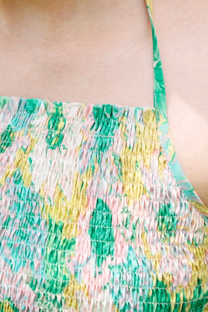 Green Floral Halter Neck Top