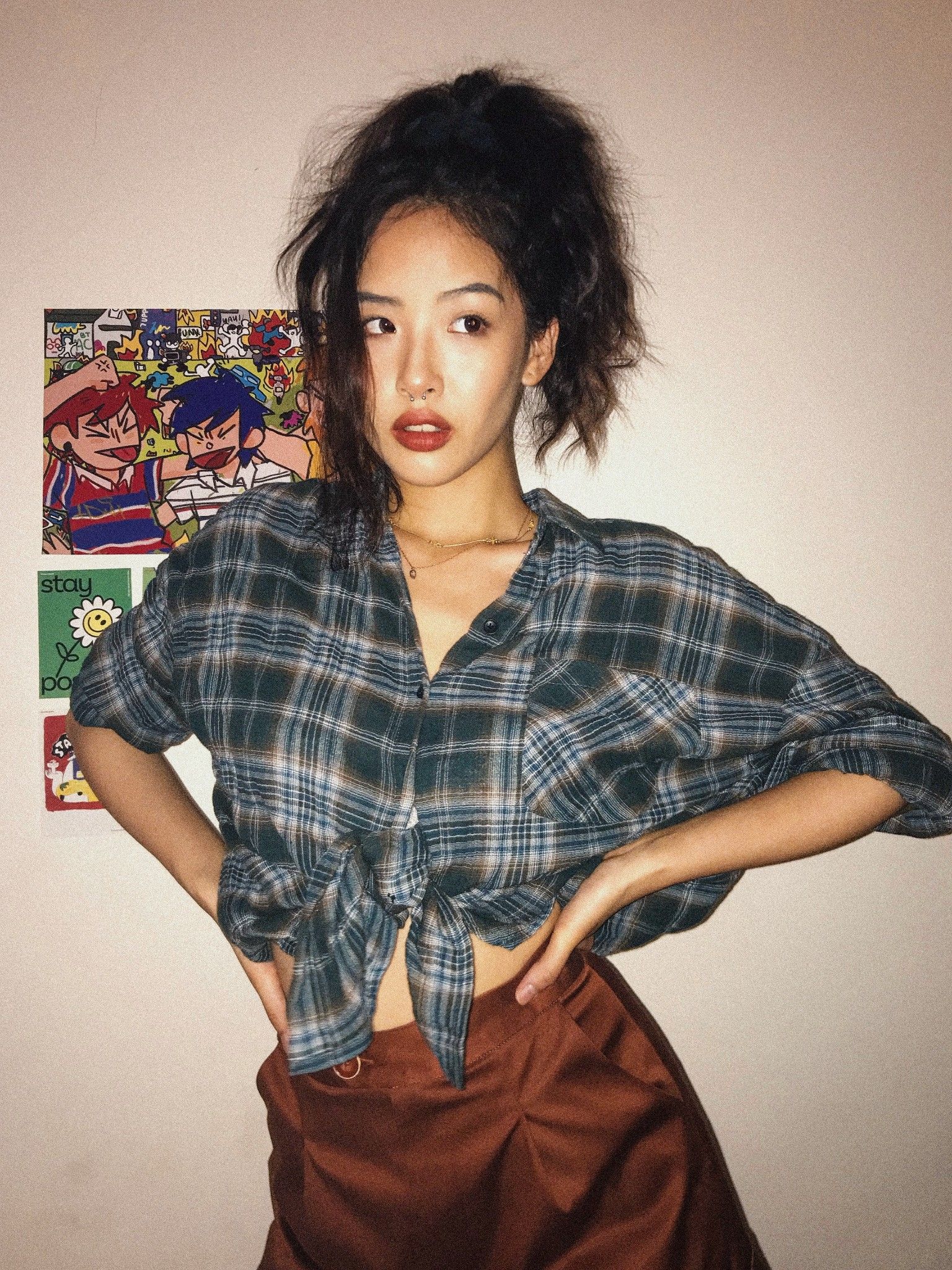 Green Plaid Oversized Shirt