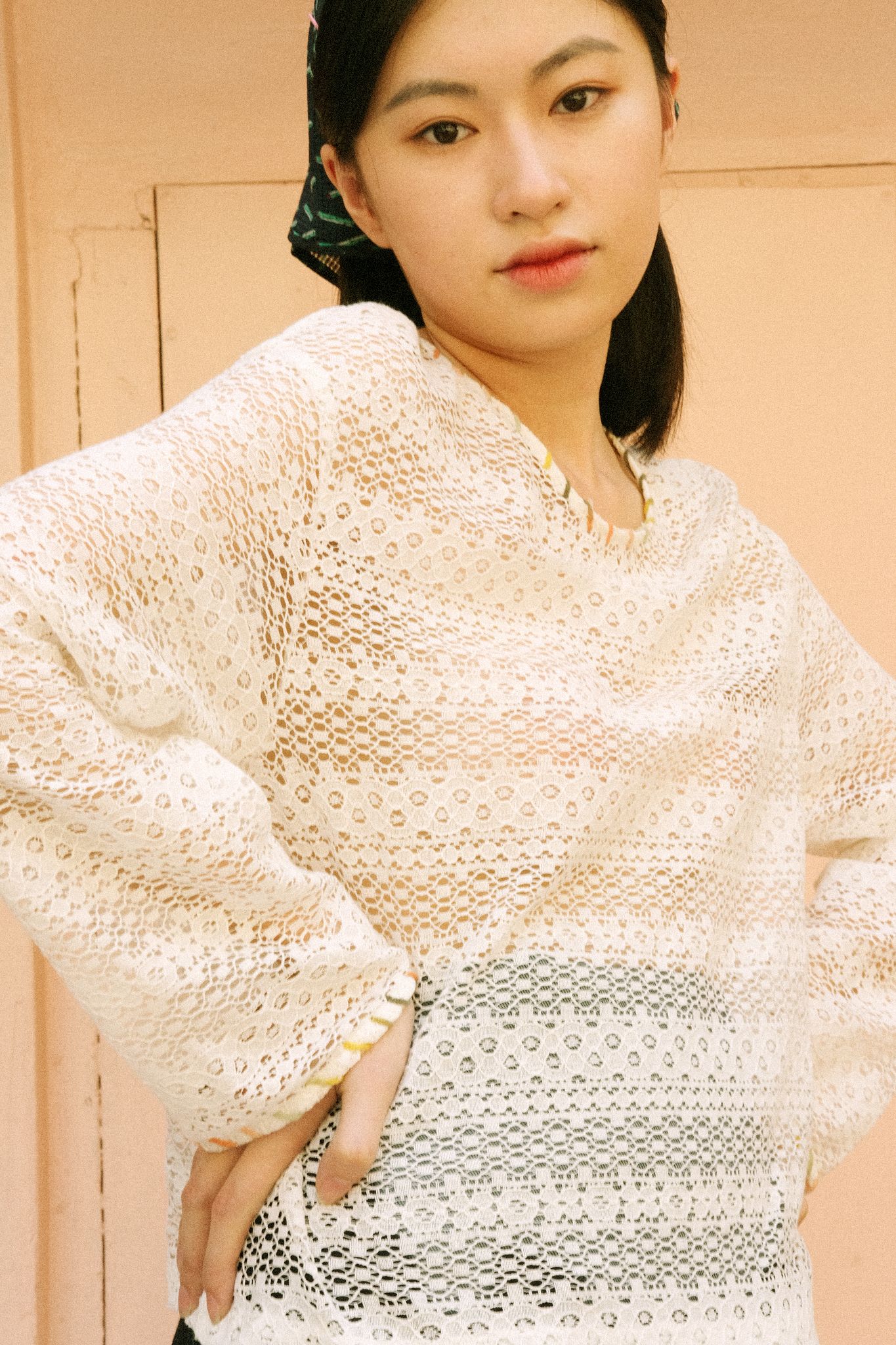 White Long Sleeve Crochet Top