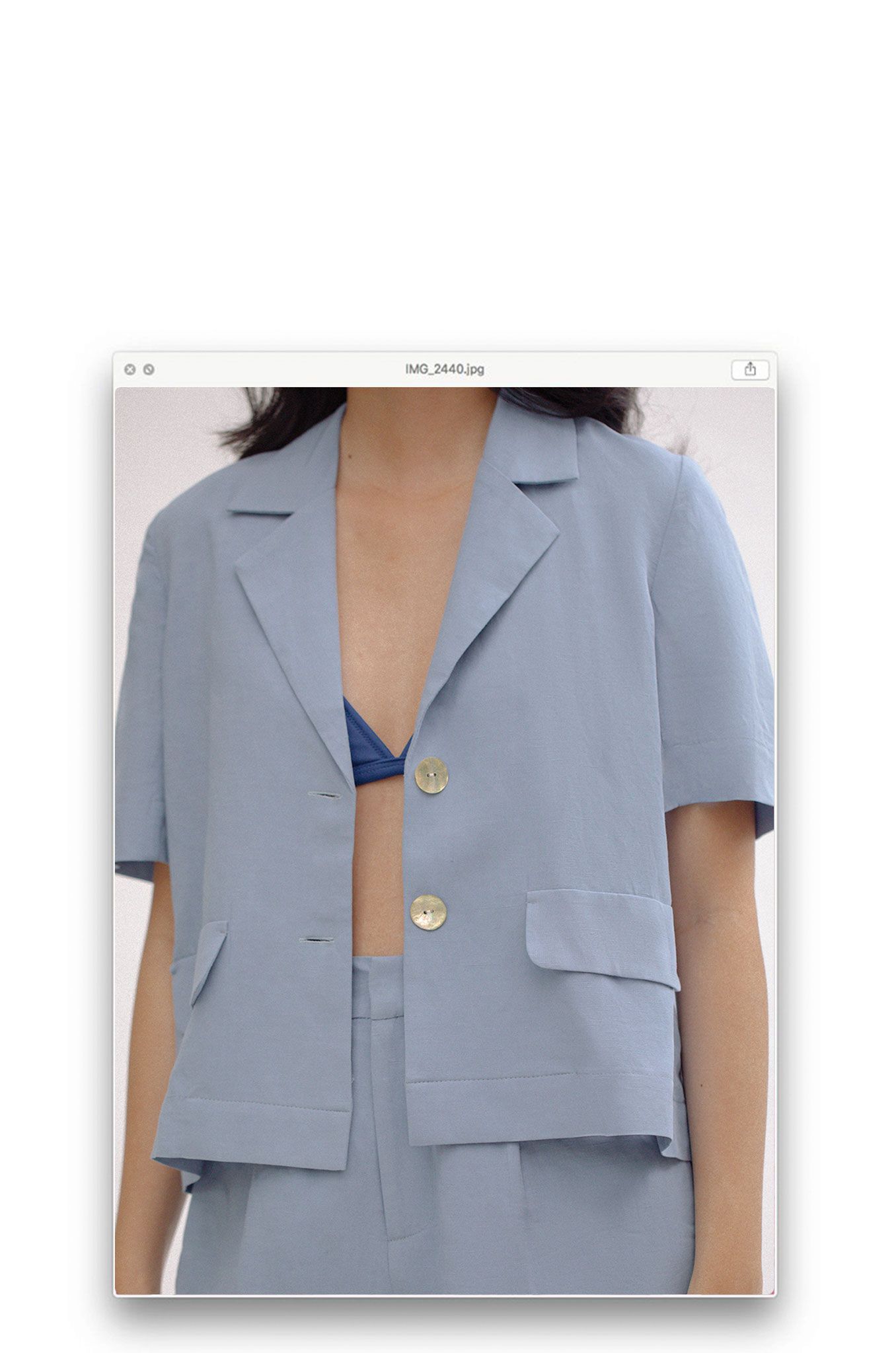 Blue Cropped Linen Blazer