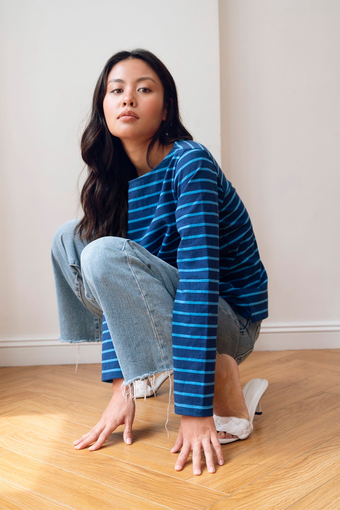 Striped Long Sleeve T-shirt - Blue