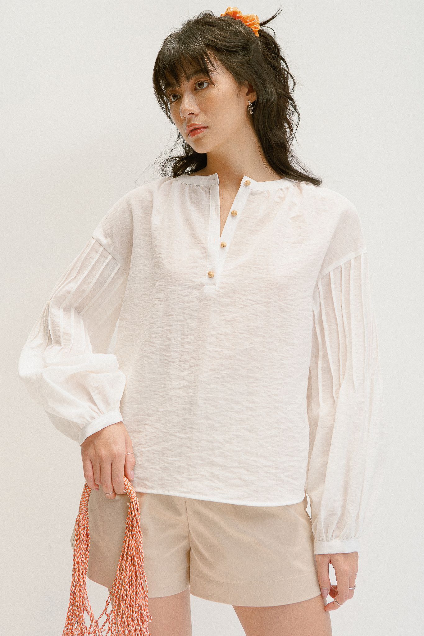 Pleated Blouse - White