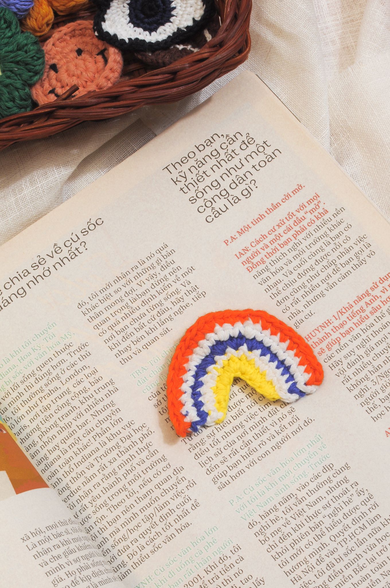 Crochet Rainbow Pin