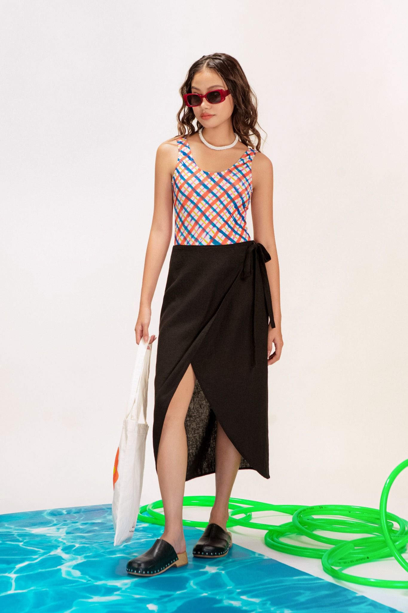 Black Beach Linen Cover Up Skirt