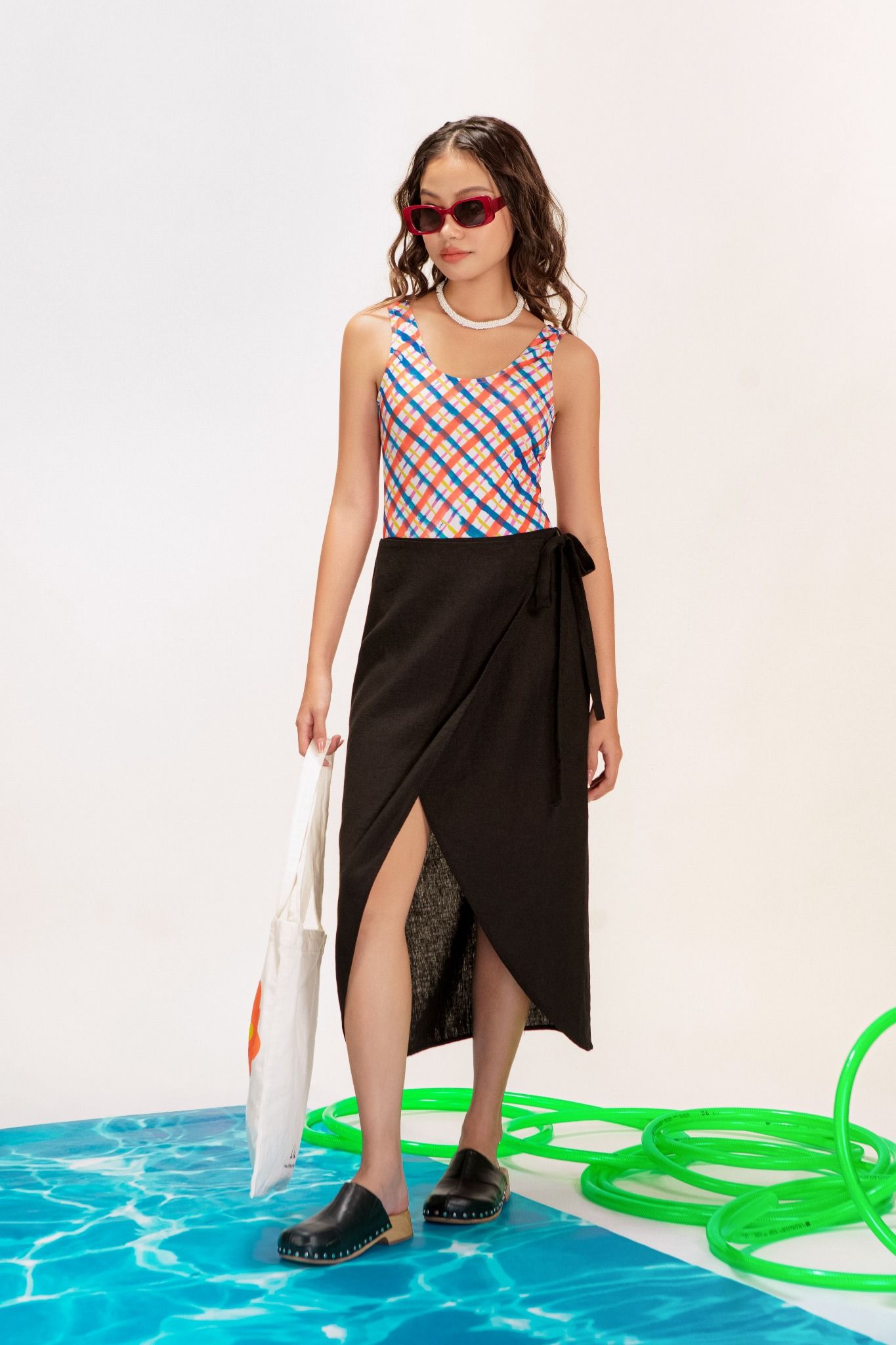  Black Beach Linen Cover Up Skirt 