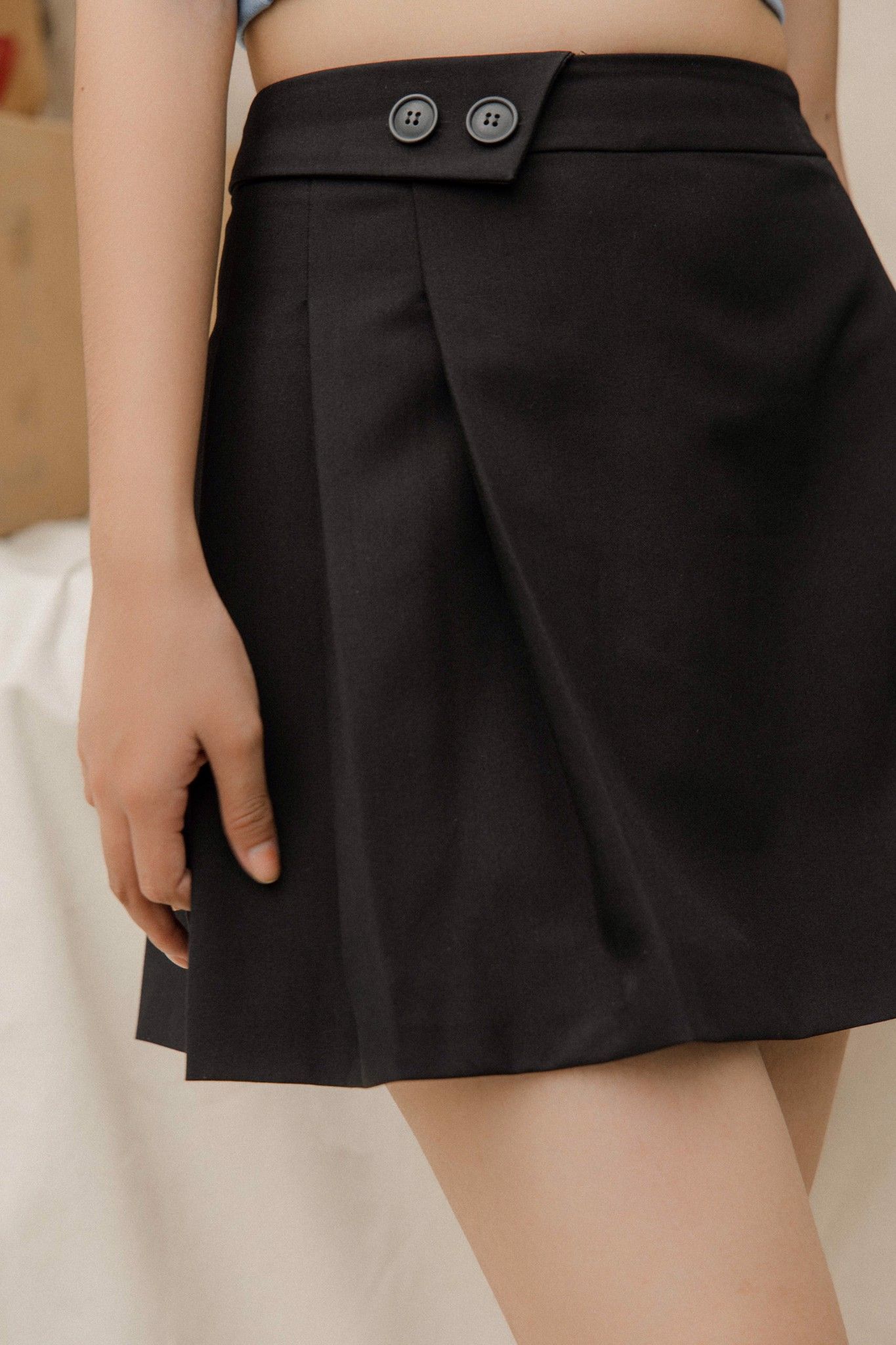 Pleated Mini Skirt - Black