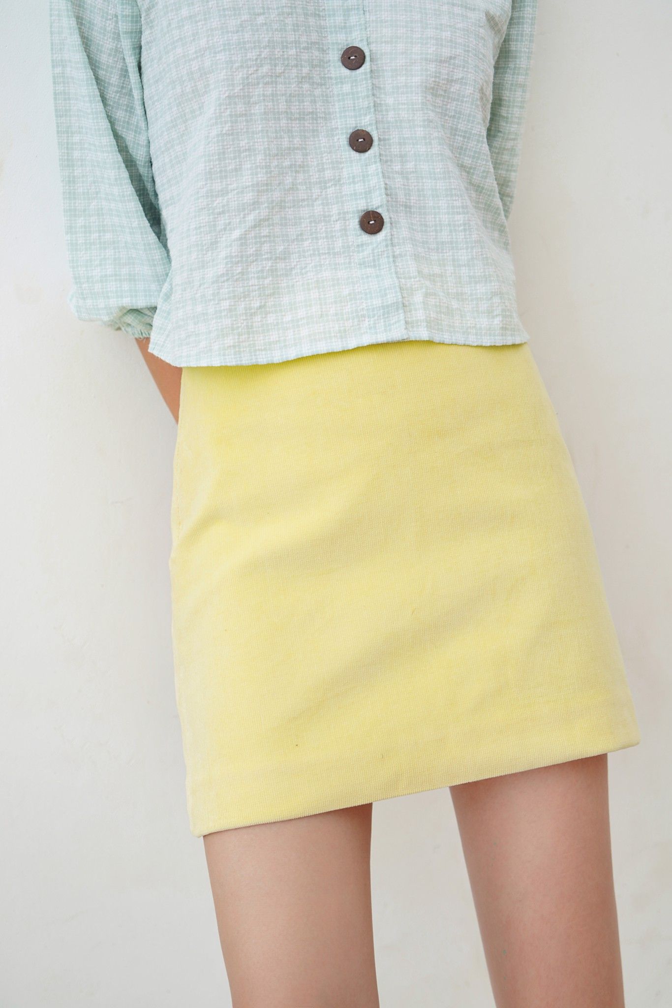 Yellow Corduroy Mini Skirt