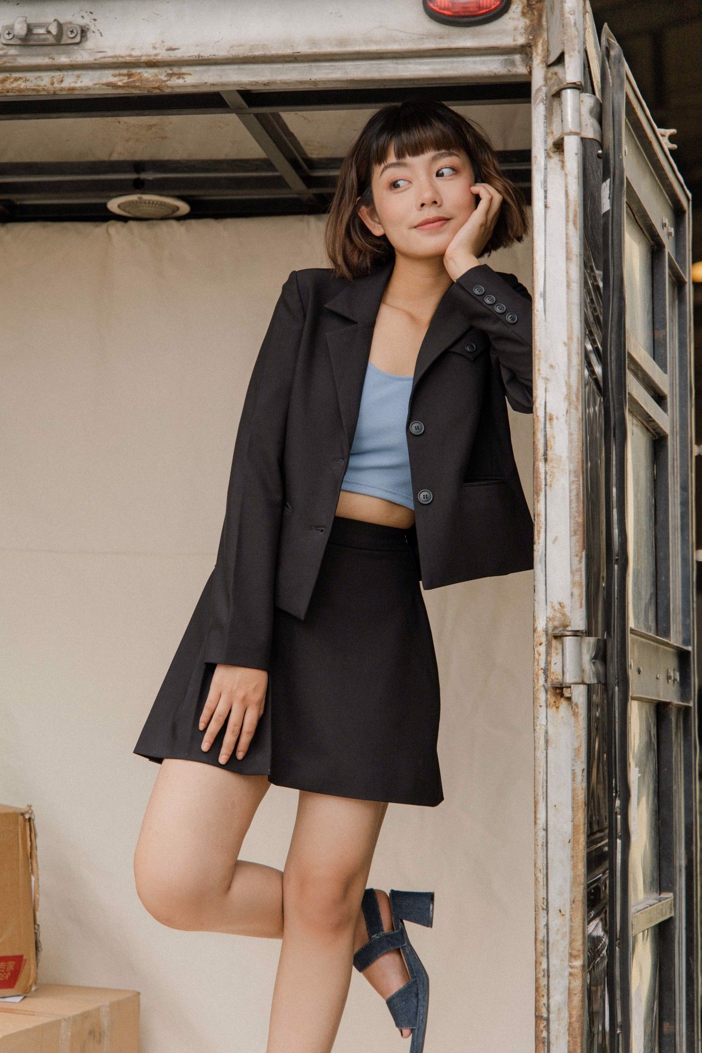 Pleated Mini Skirt - Black