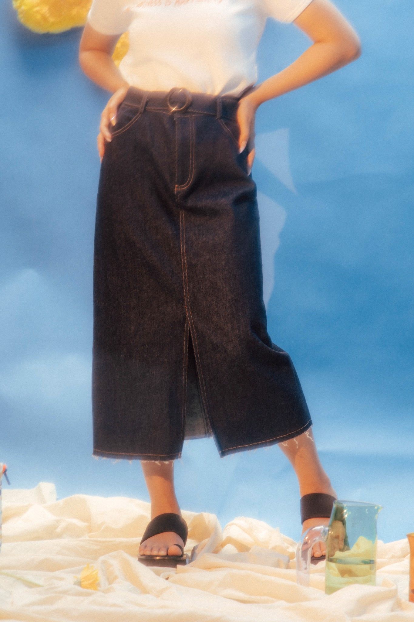 Navy Mini Skirt With Belt