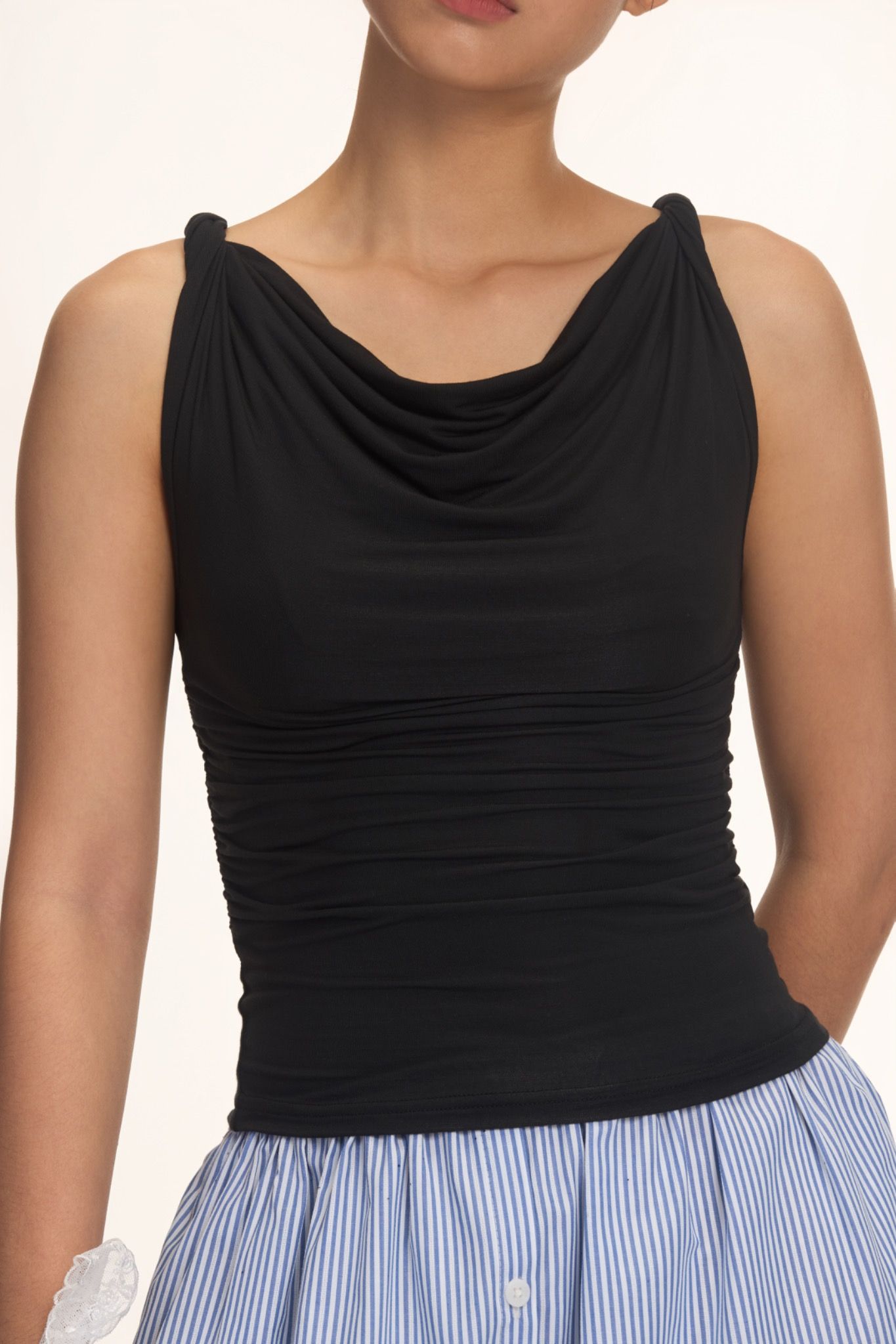 Black Twist Shoulder Top