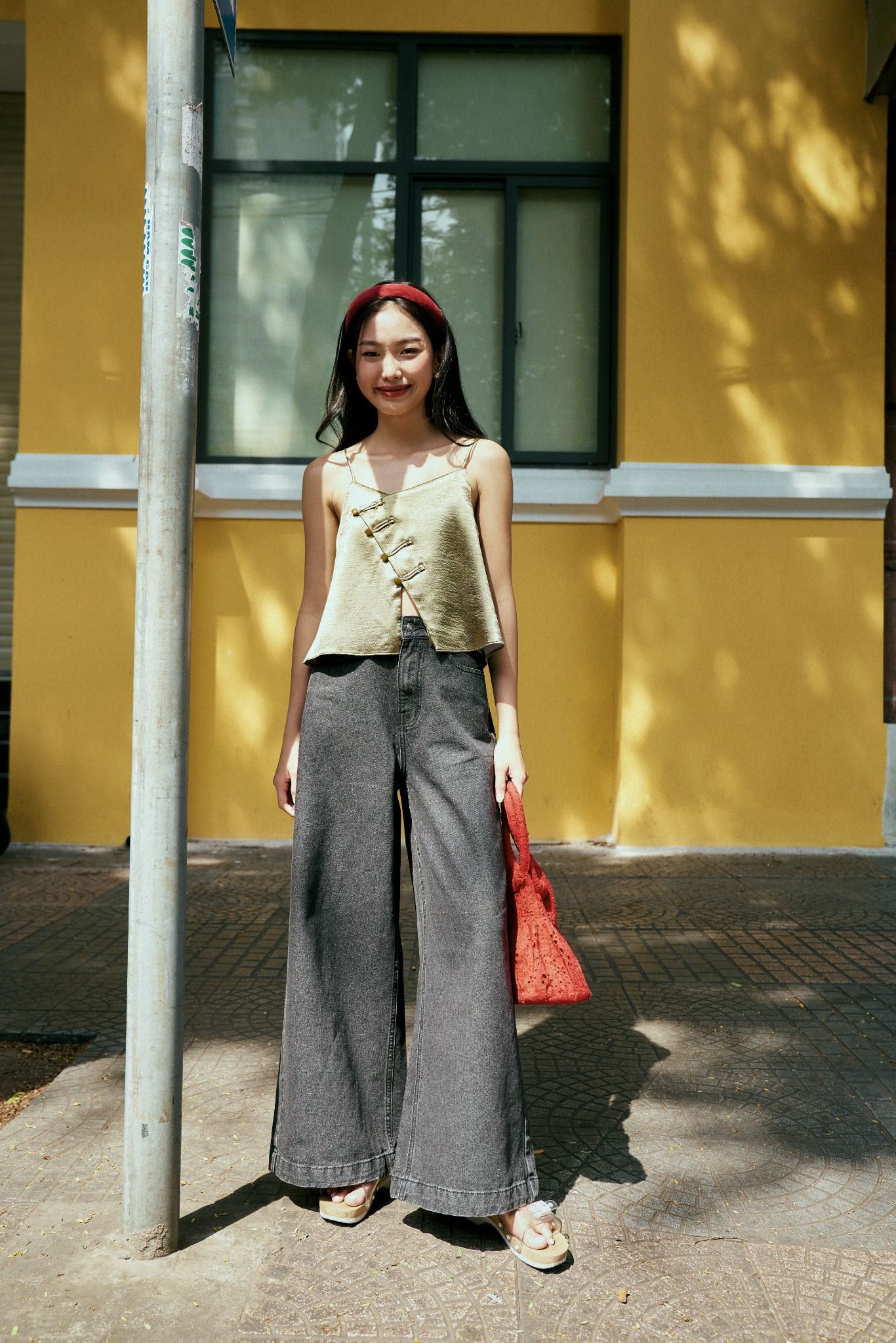  Dark Grey High Waisted Wide Leg Jeans 