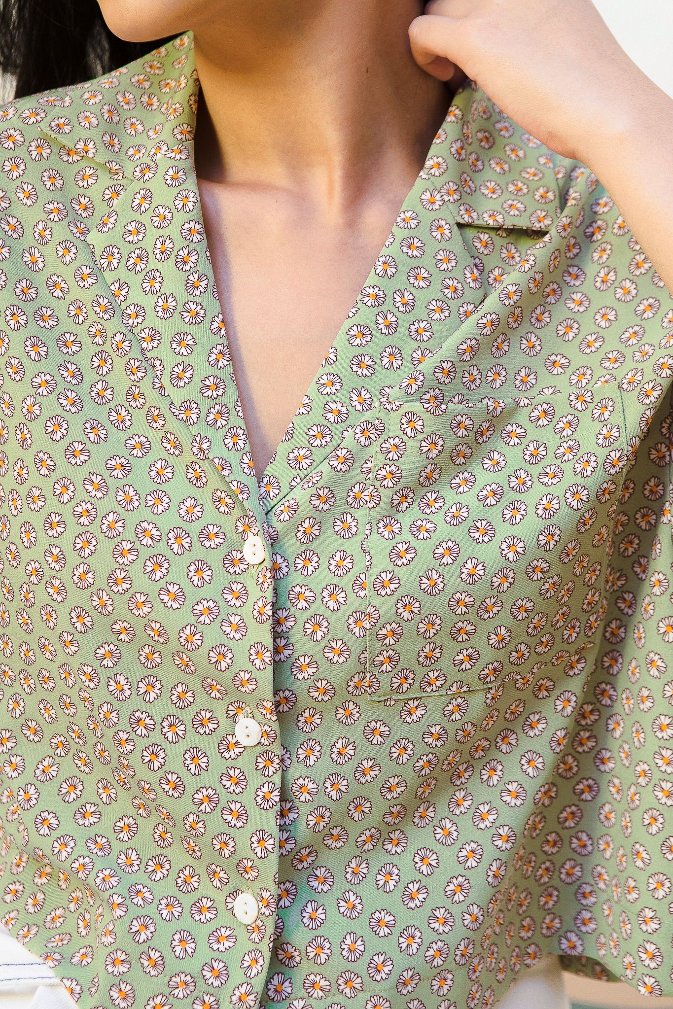 Floral Cropped Shirt - Green