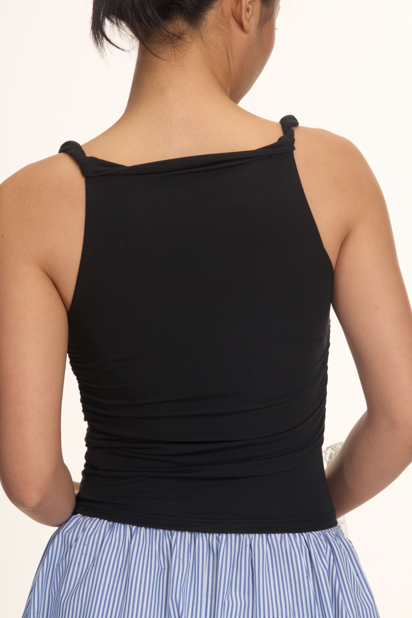 Black Twist Shoulder Top