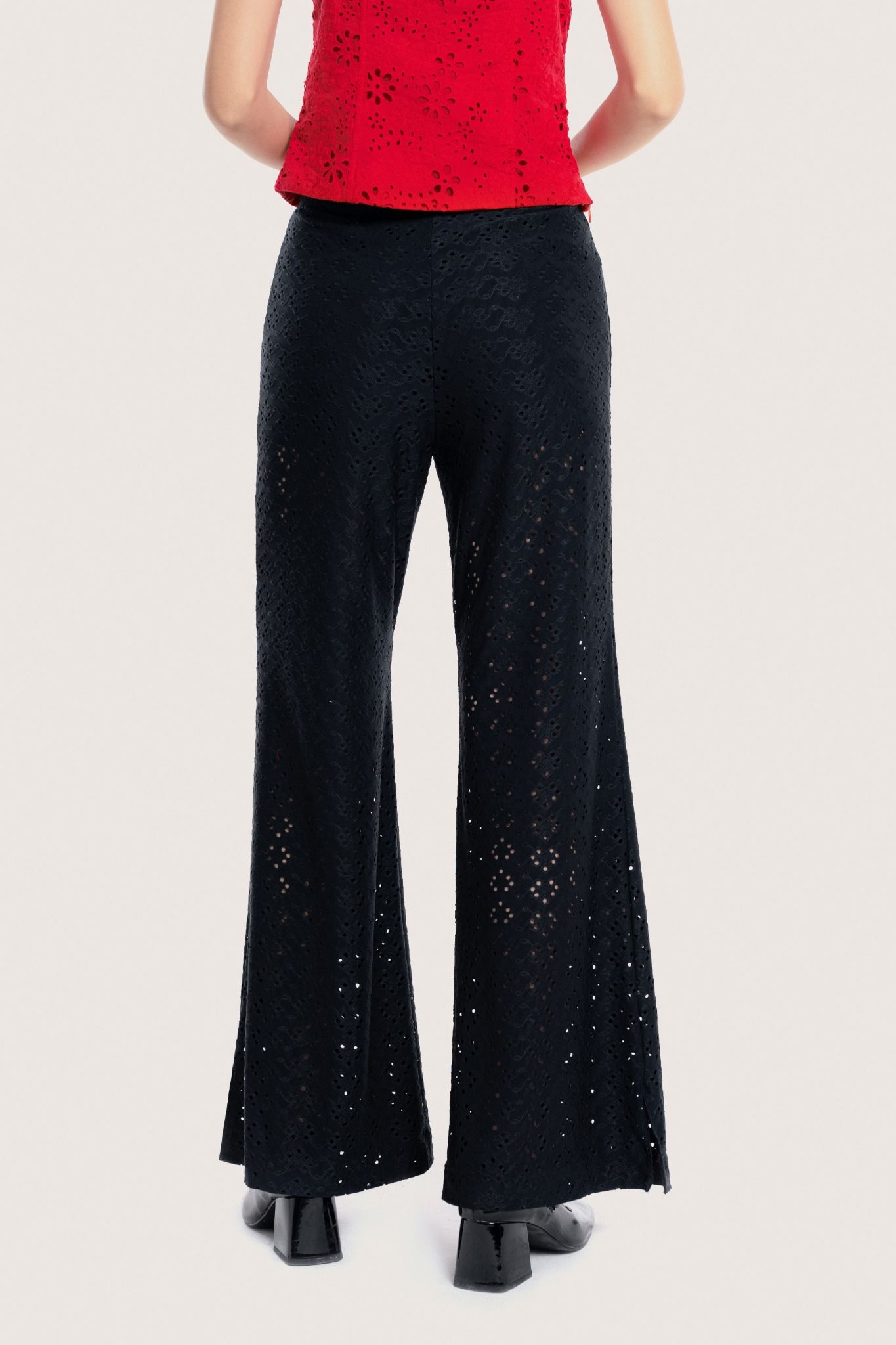  Black Lace Flared Pants 